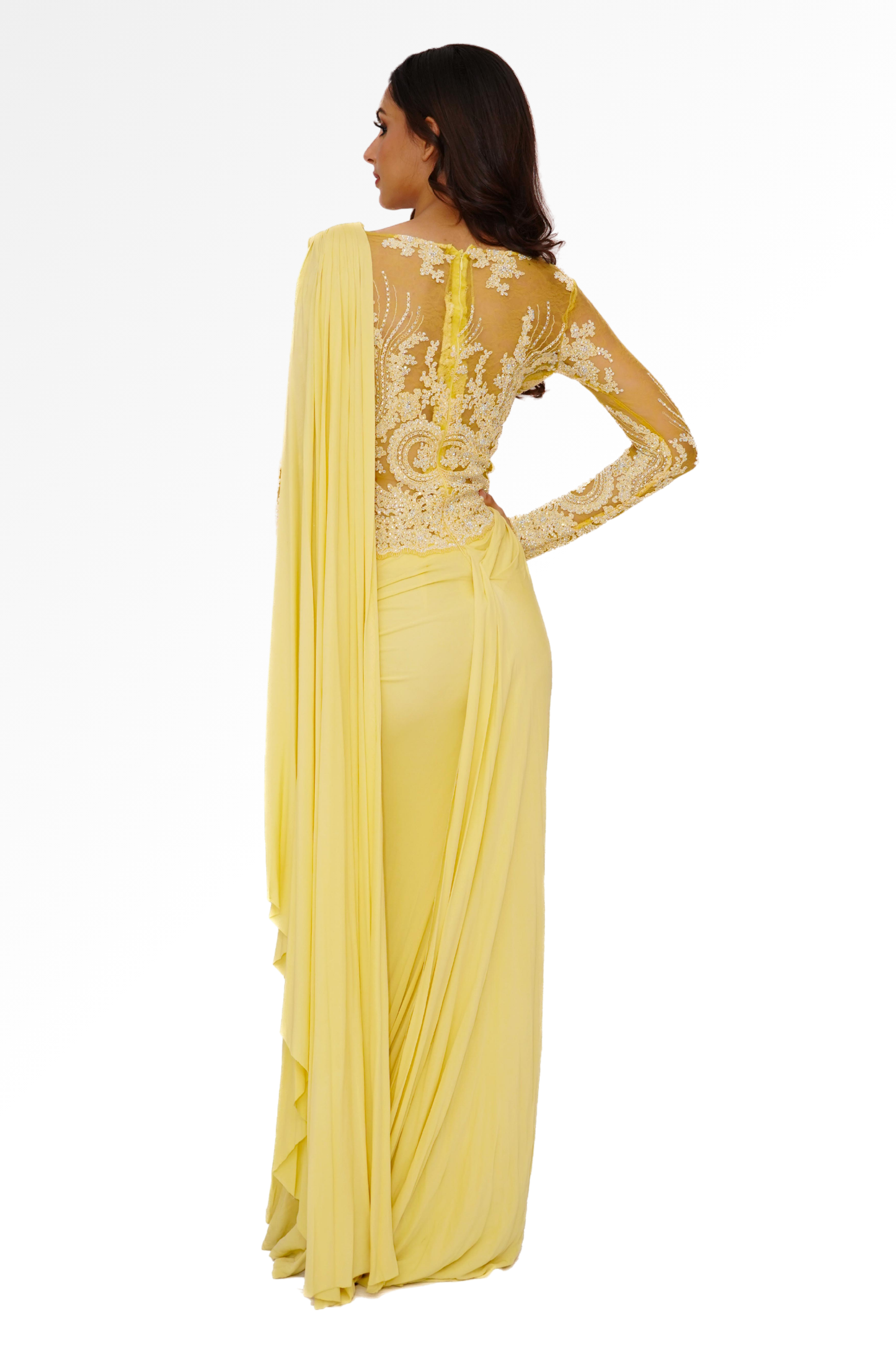 Yellow saree gown for rent A Saree Story
