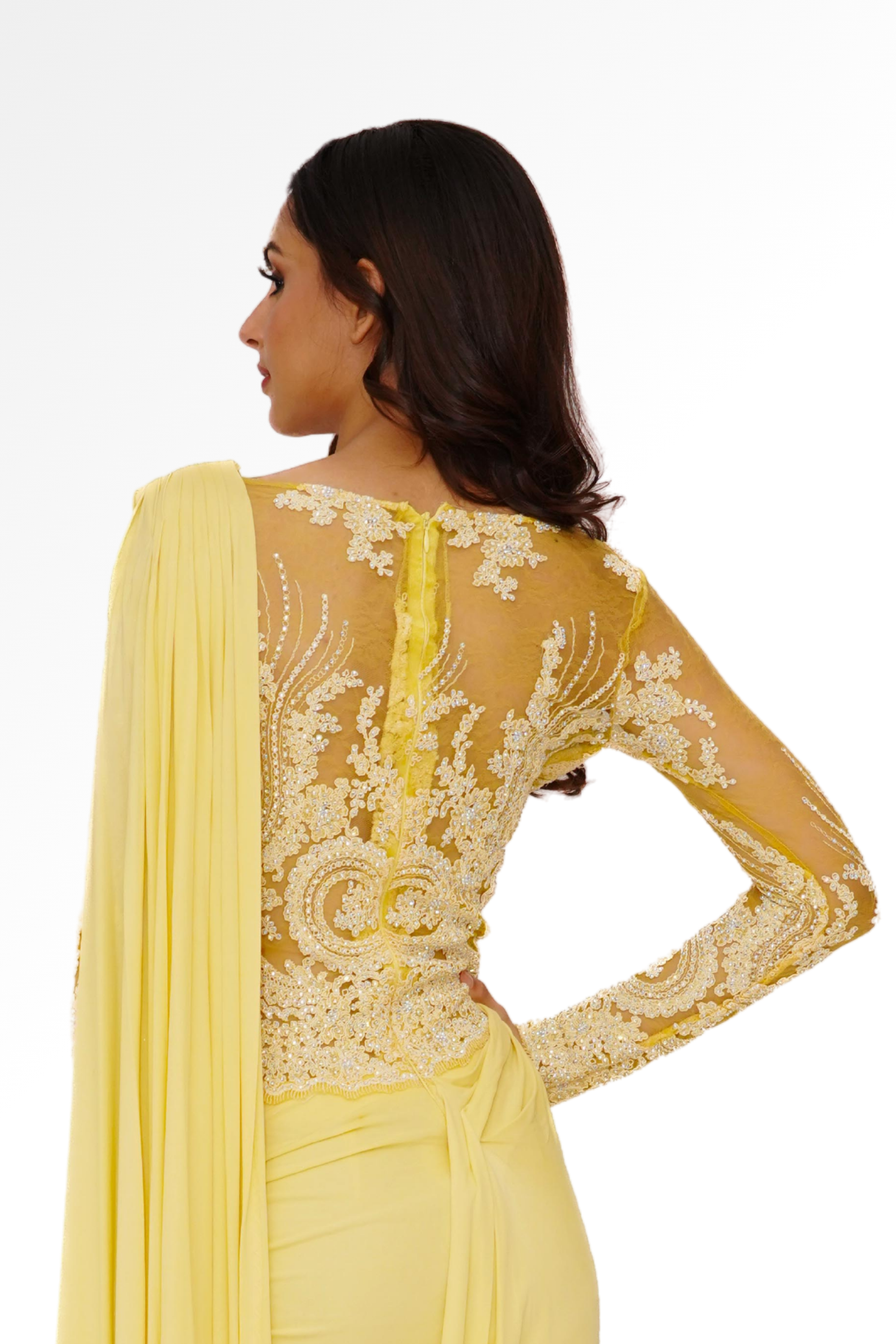 Yellow saree gown for rent A Saree Story