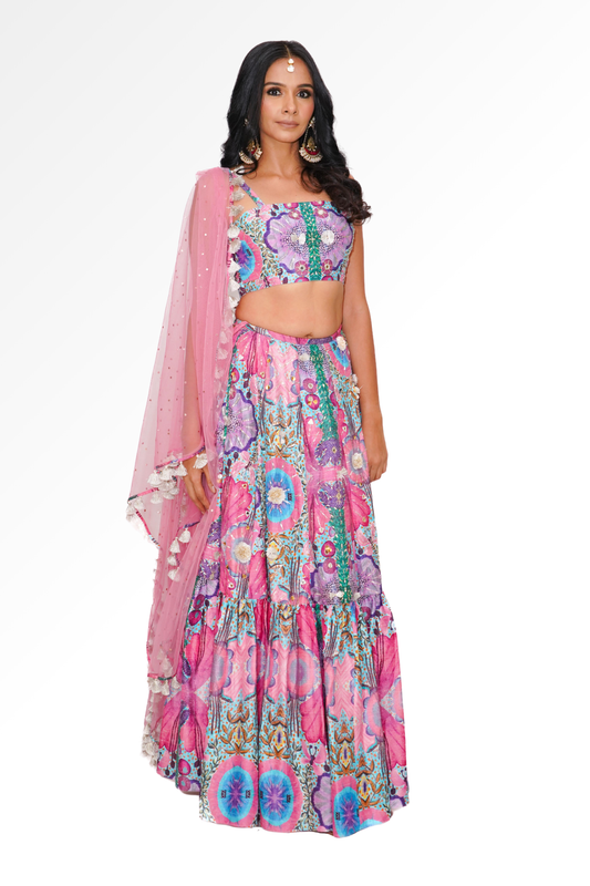 Payal Singhal Floral lengha for rent A Saree Story