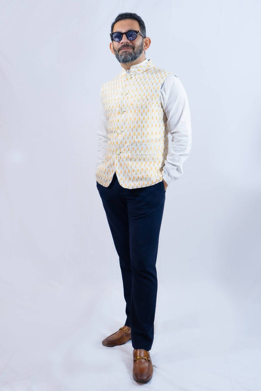 White gold vest เช่าชุดอินเดียผู้ชาย
