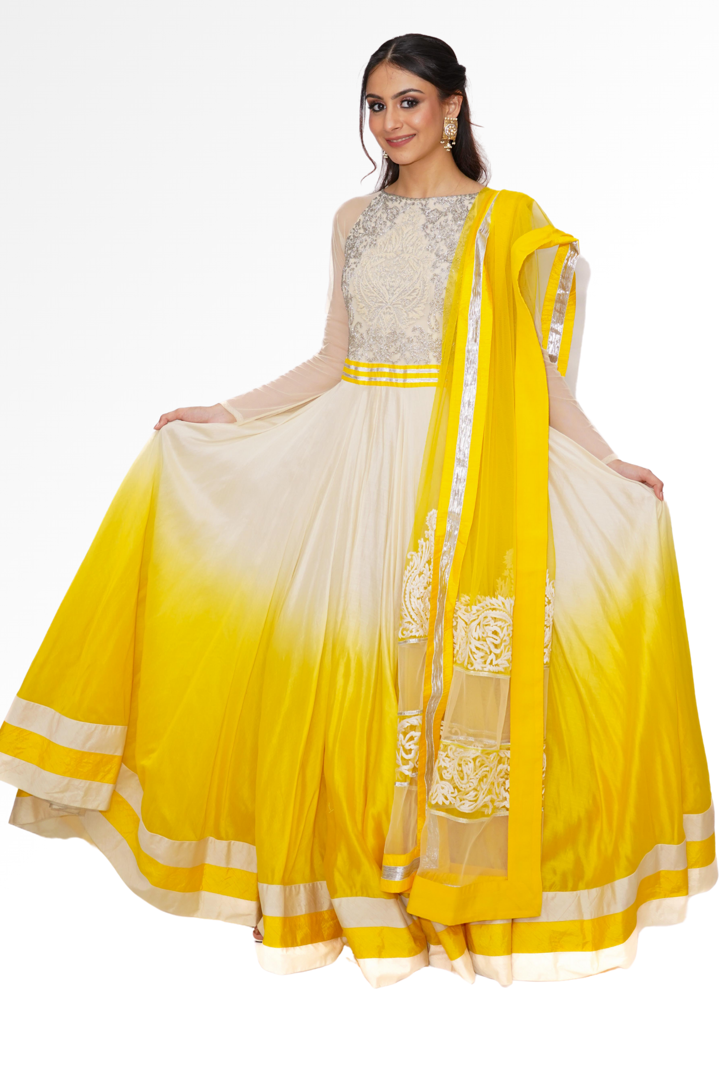 Yellow anarkali for rent A Saree Story