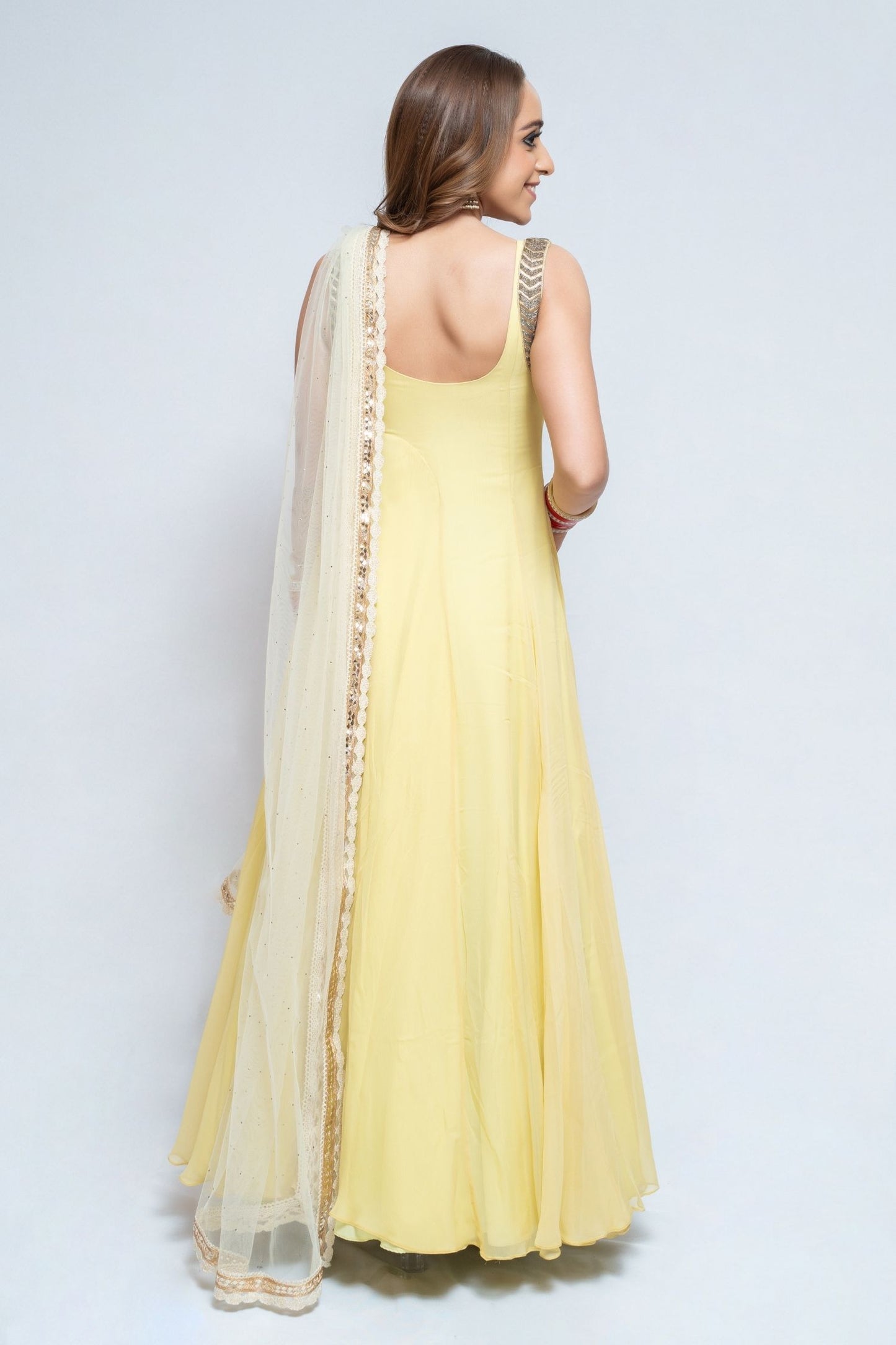 Pastel Yellow Anarkali