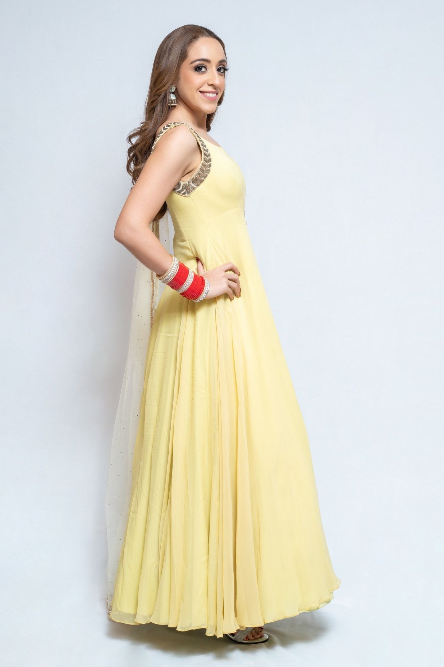 Pastel Yellow Anarkali
