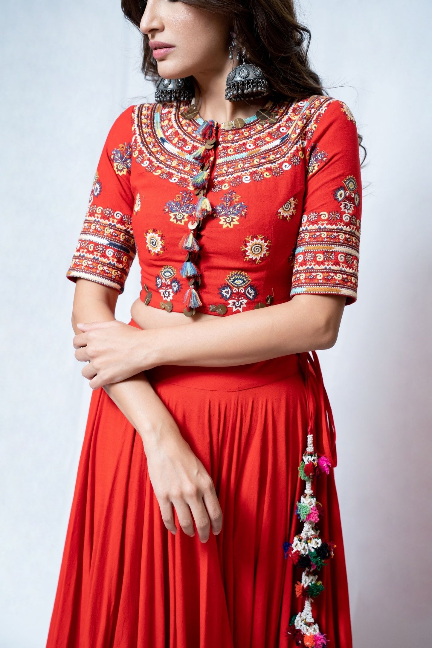 Tribal Design Red Lengha