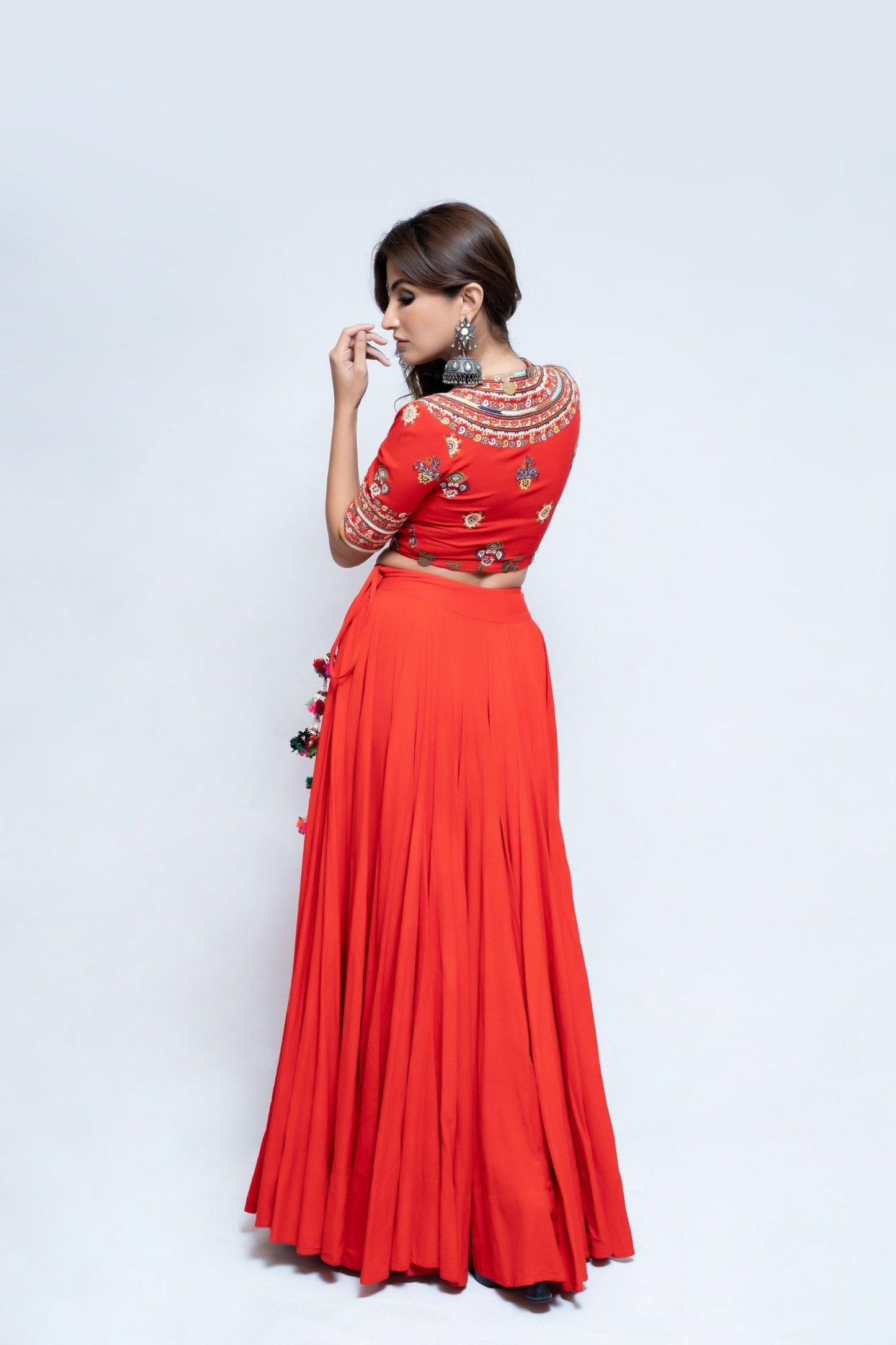 Tribal Design Red Lengha