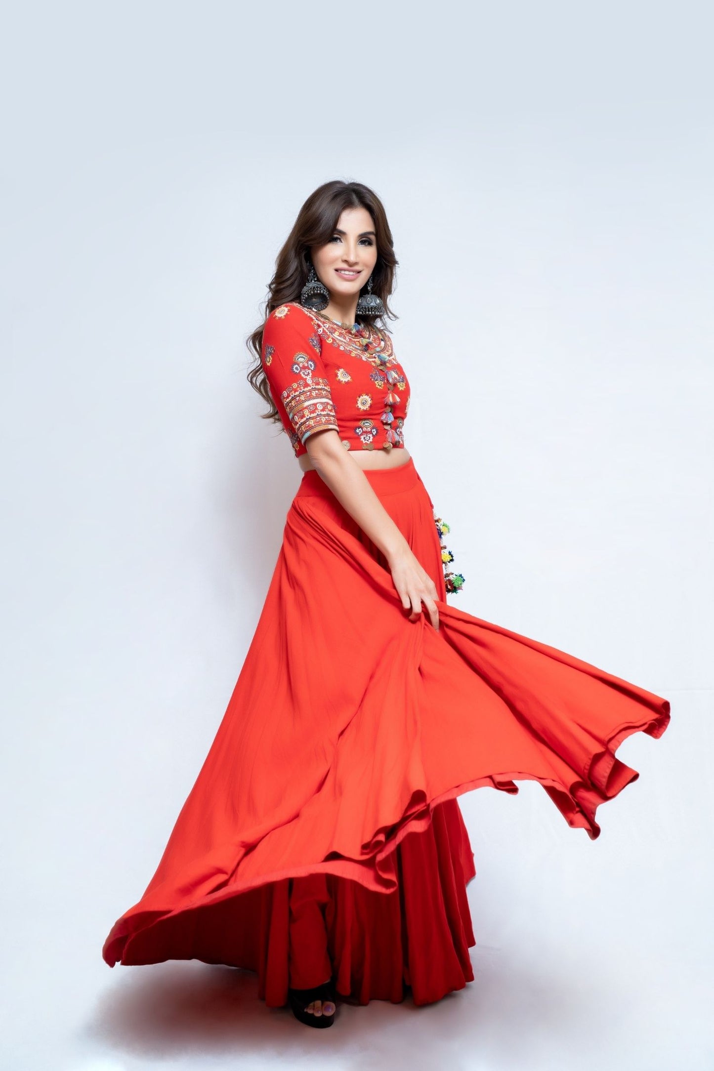 Tribal Design Red Lengha