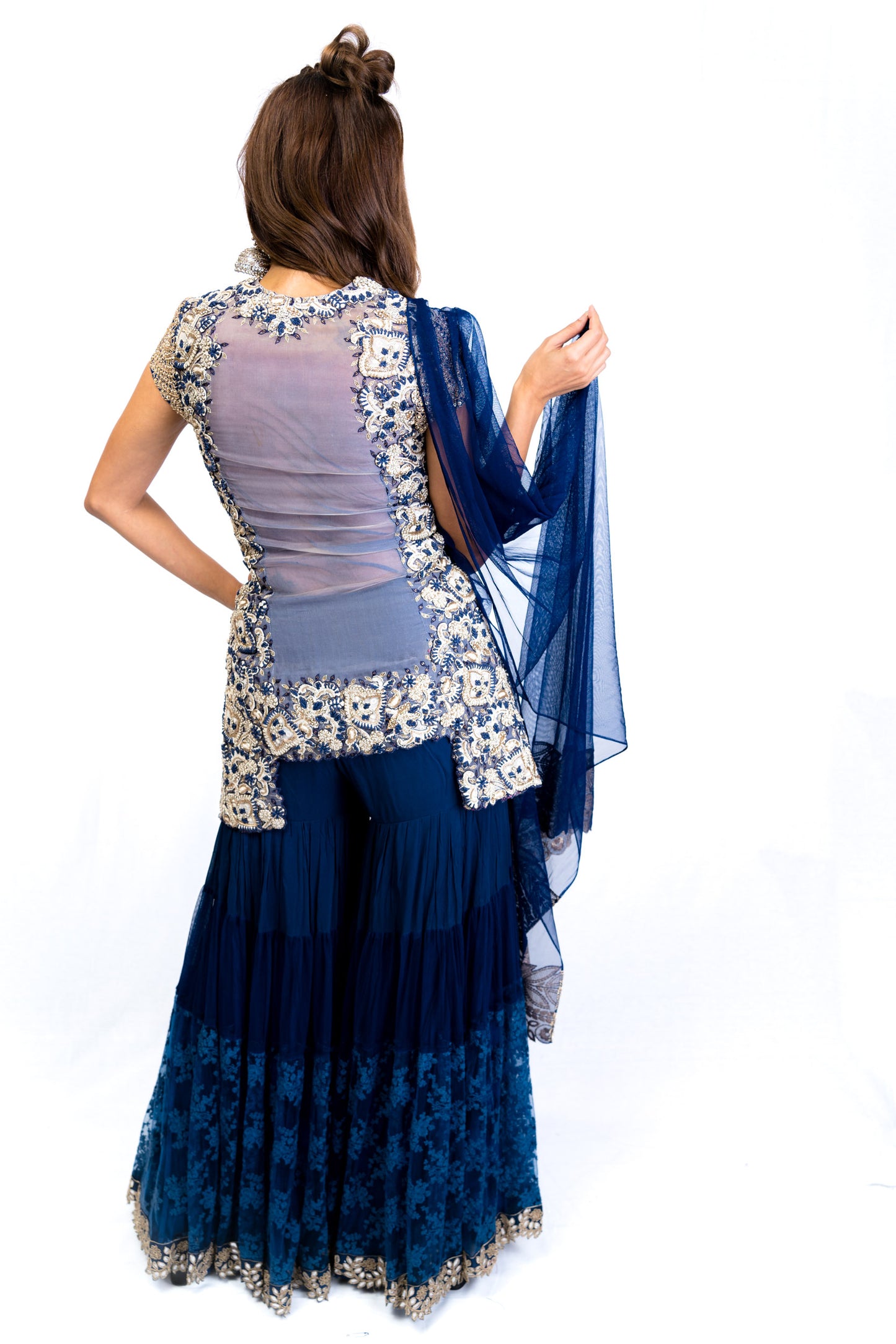 Navy Floral Gharara