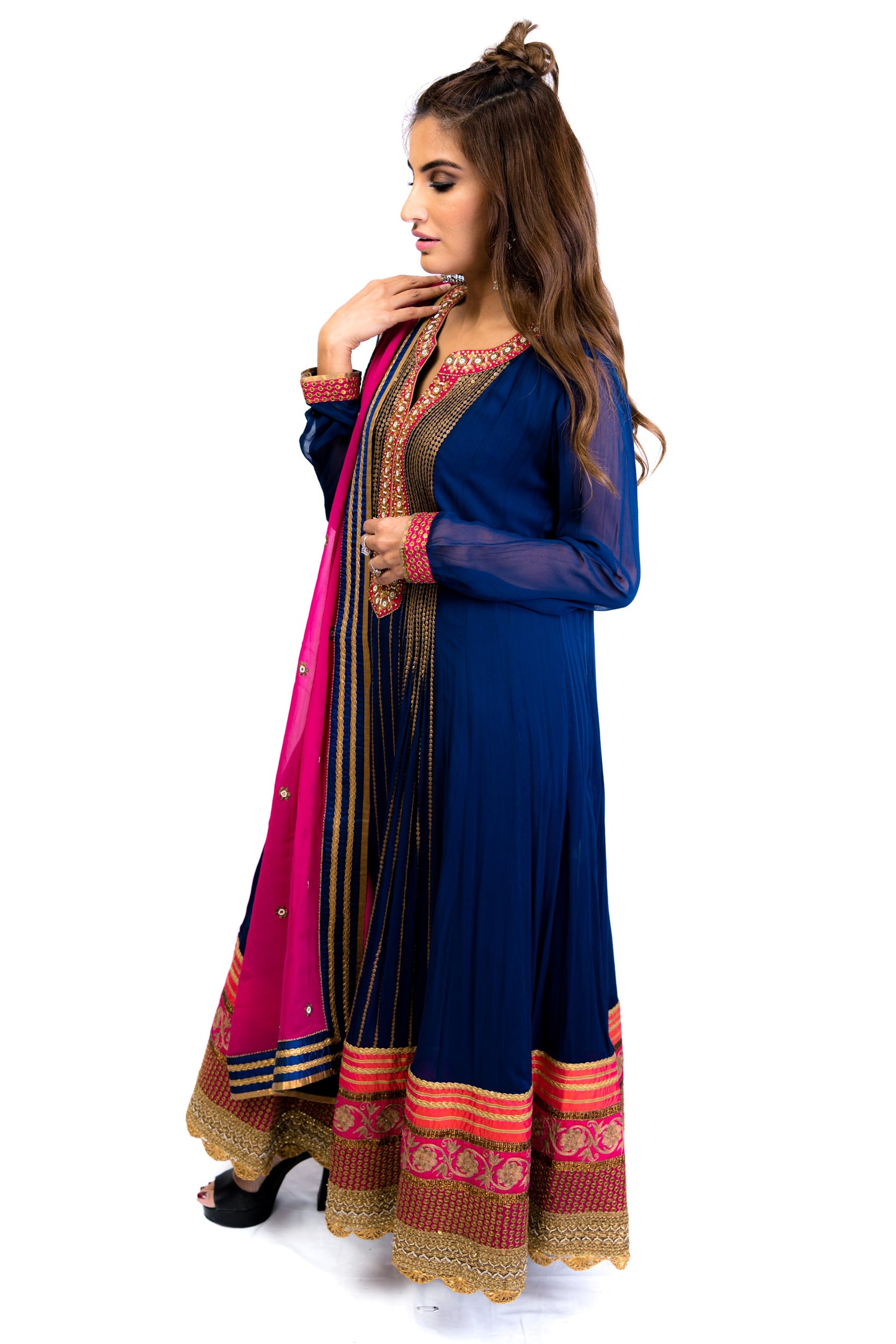 Multicolored Navy Anarkali