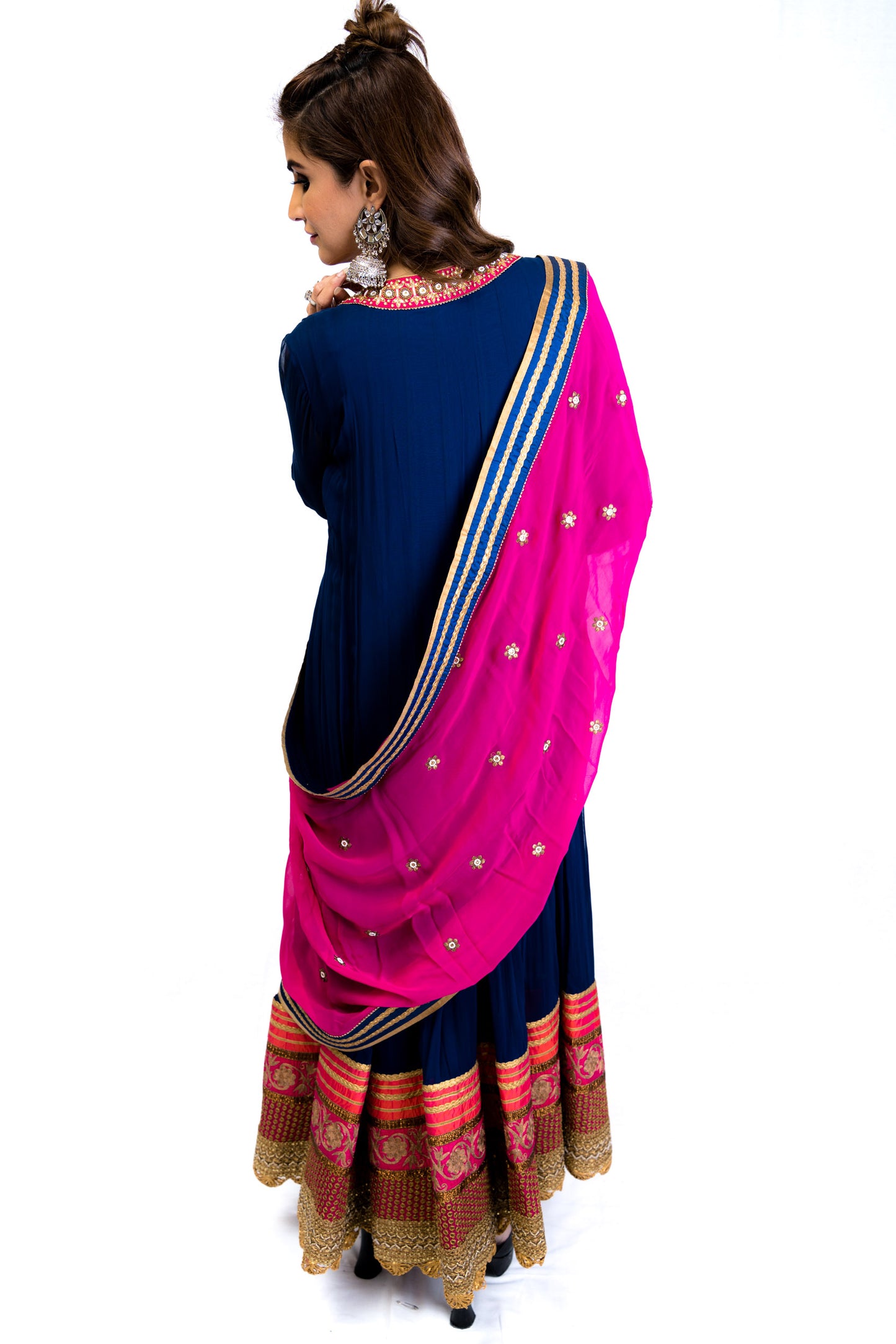 Multicolored Navy Anarkali