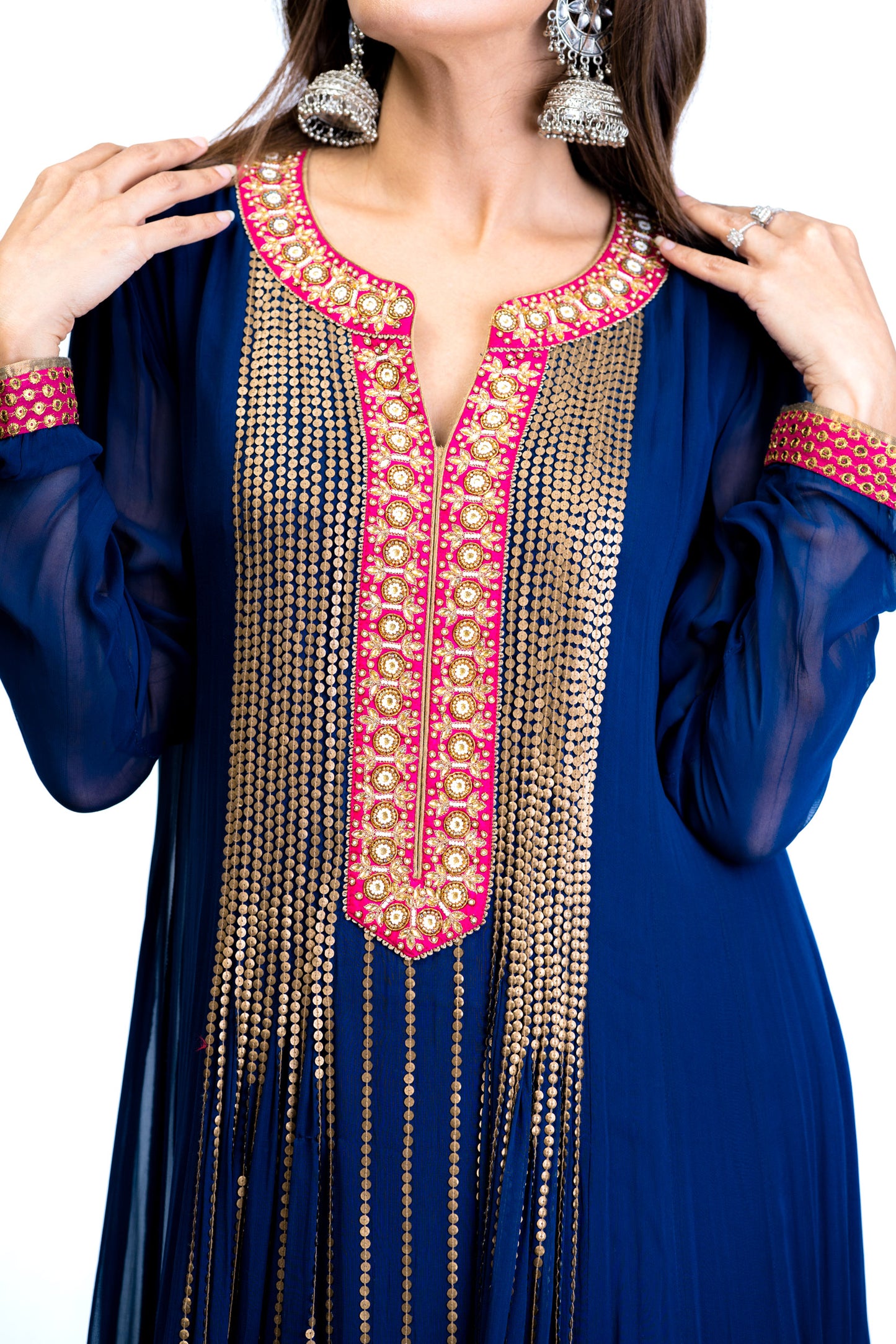 Multicolored Navy Anarkali