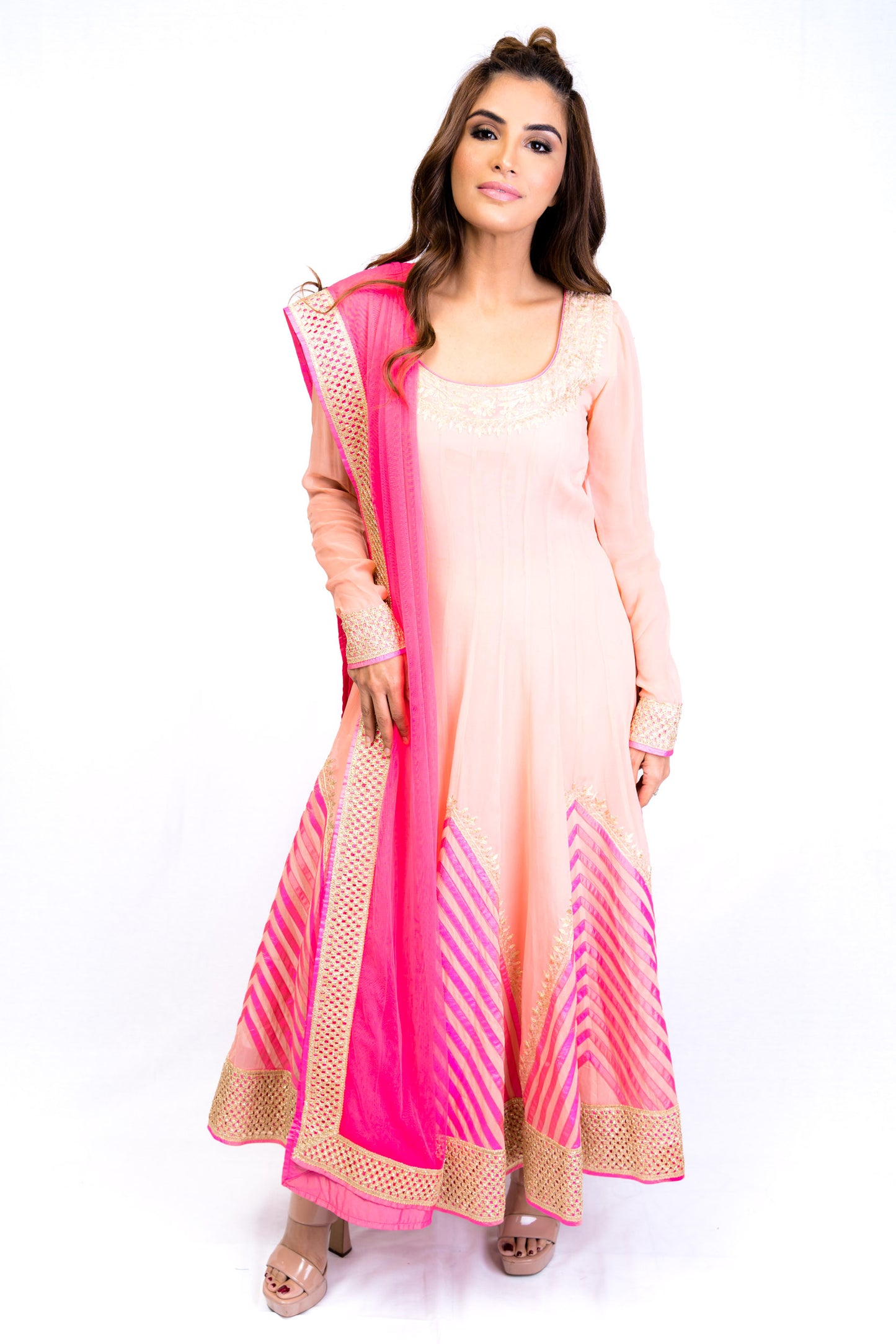 Pink Long Sleeve Anarkali