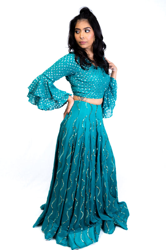 Blue and Silver Fusion Lengha