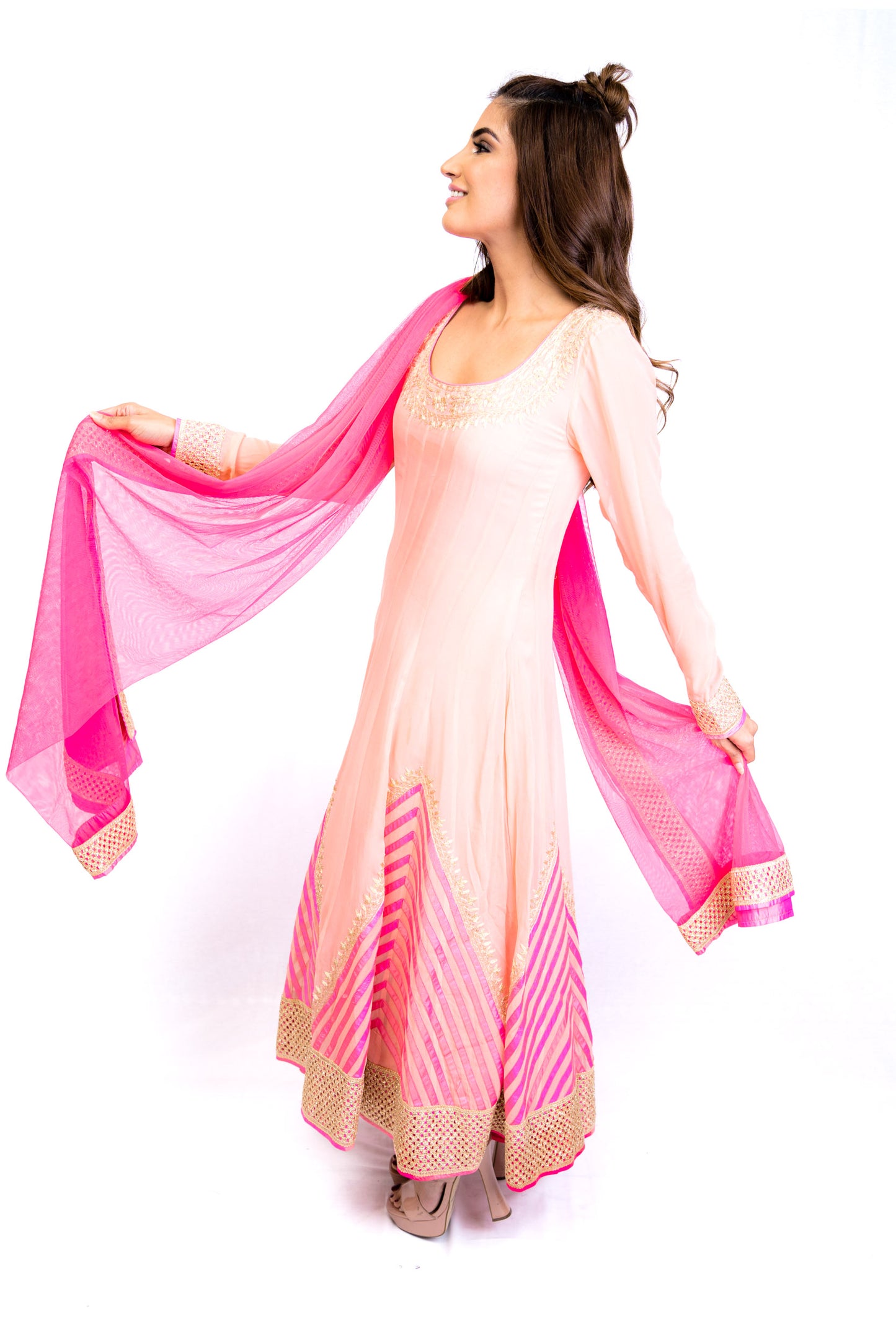 Pink Long Sleeve Anarkali