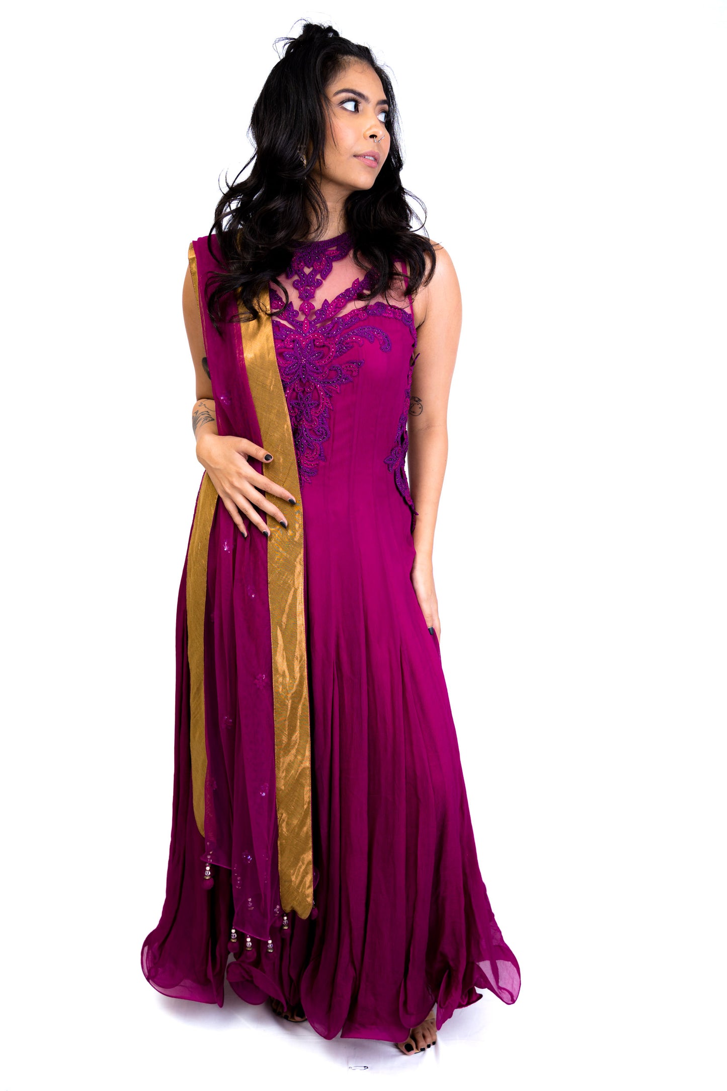 Floral Purple Anarkali