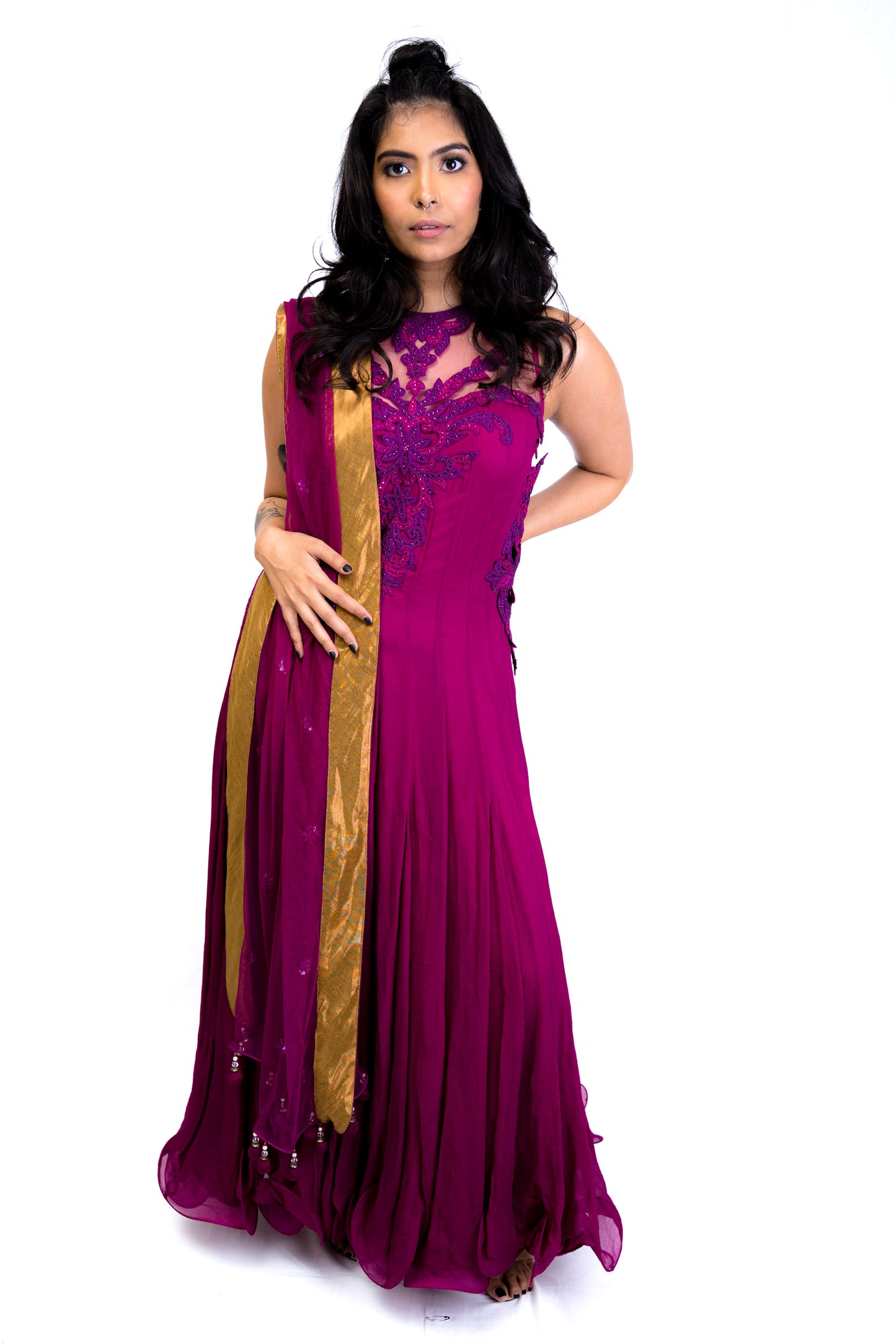 Floral Purple Anarkali