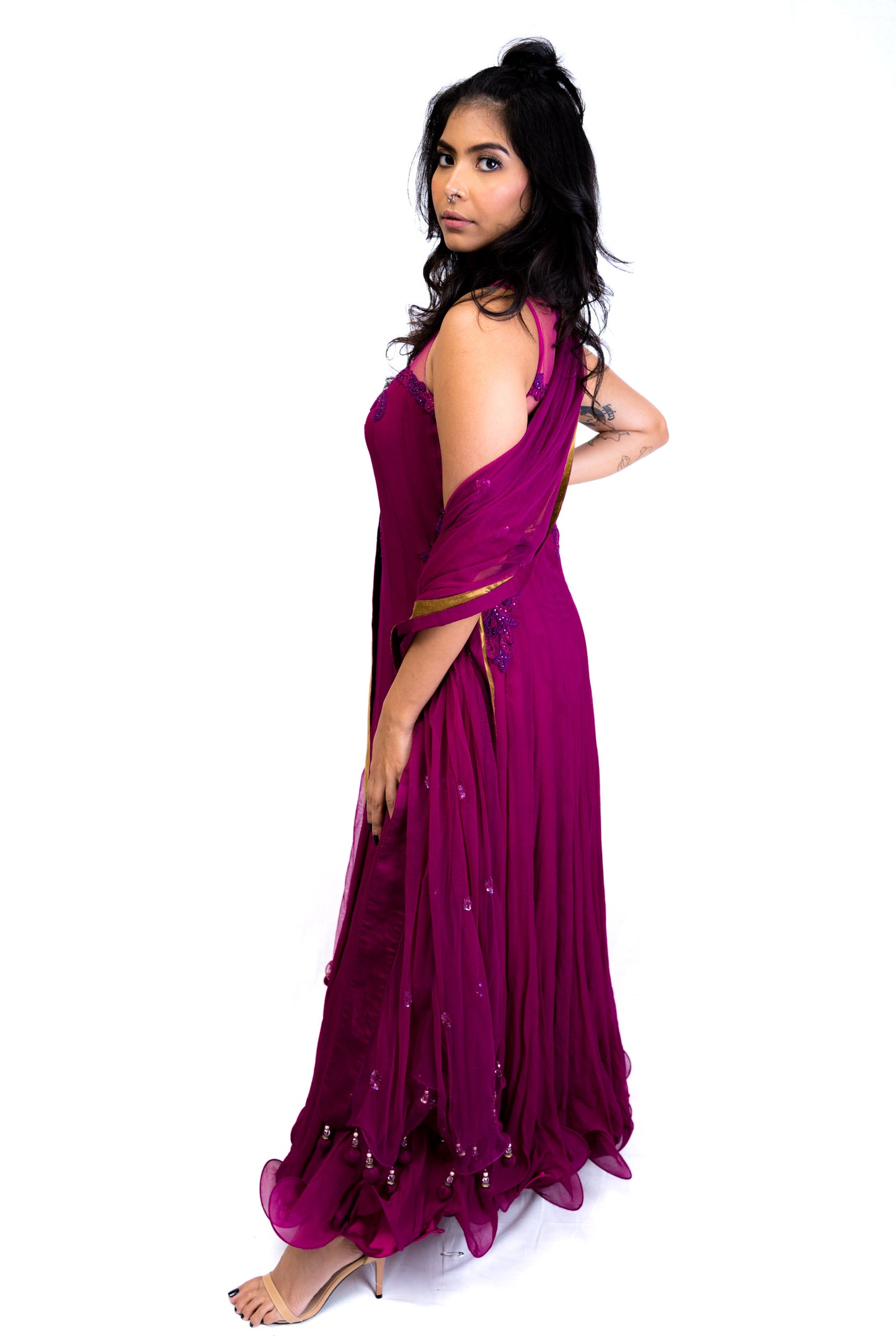 Floral Purple Anarkali