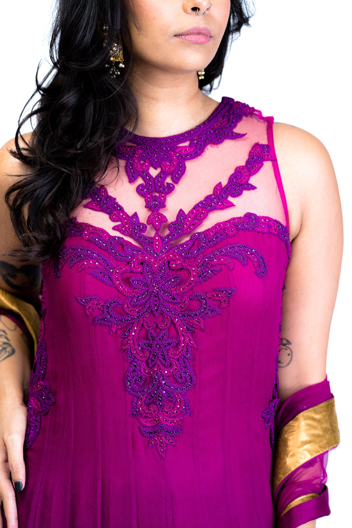 Floral Purple Anarkali