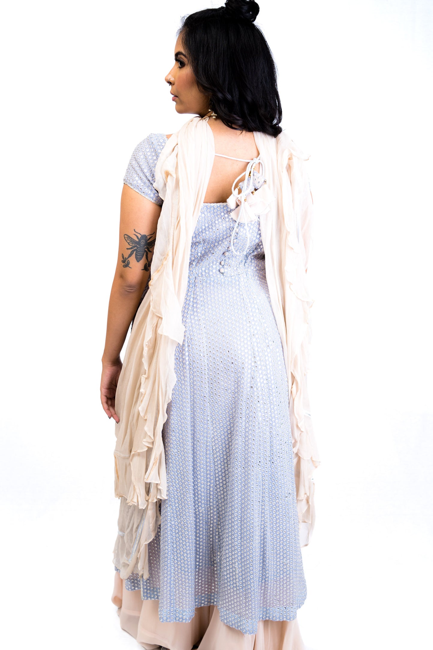 Pastel Blue and Light Peach Anarkali