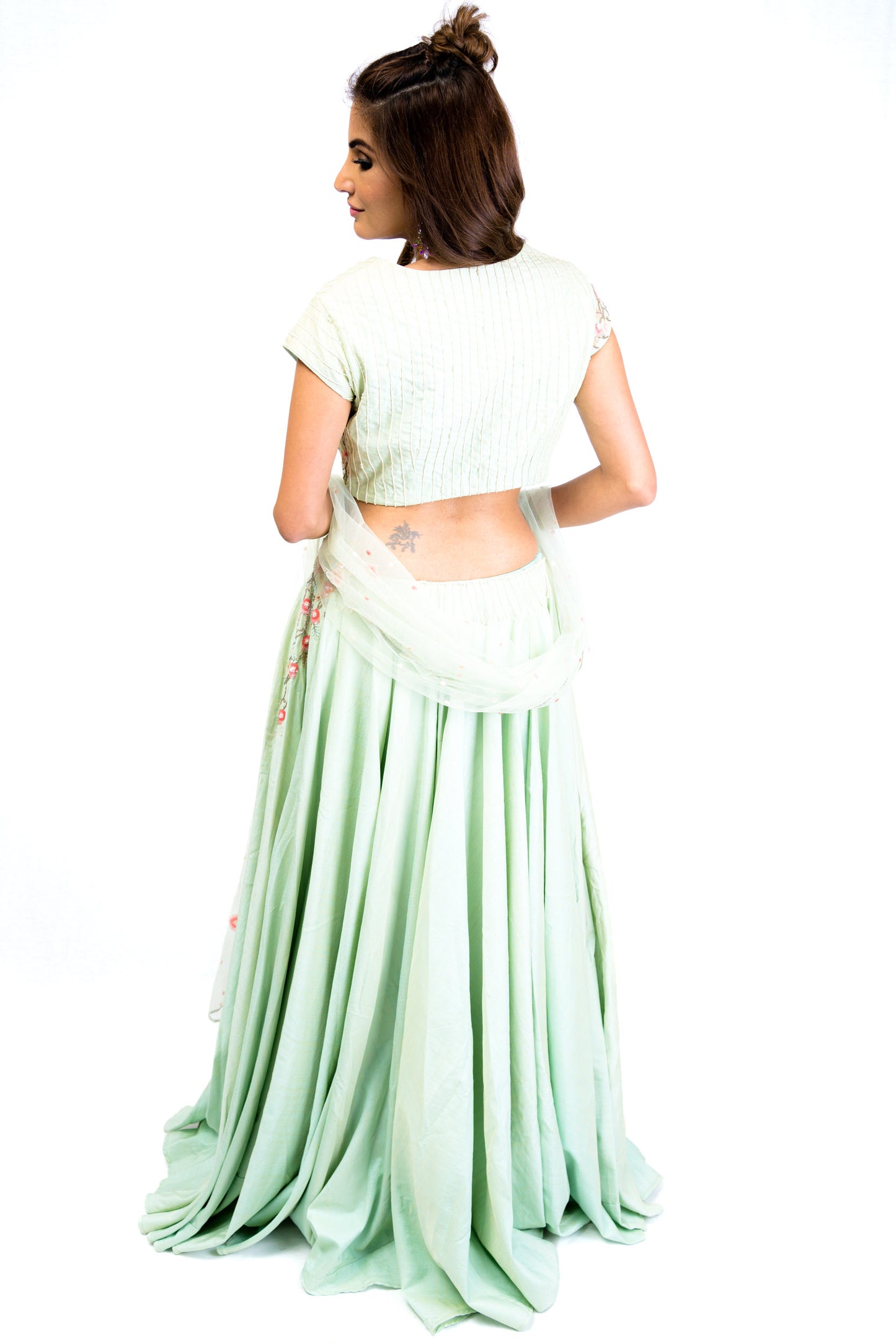 Mint Green Floral Lengha