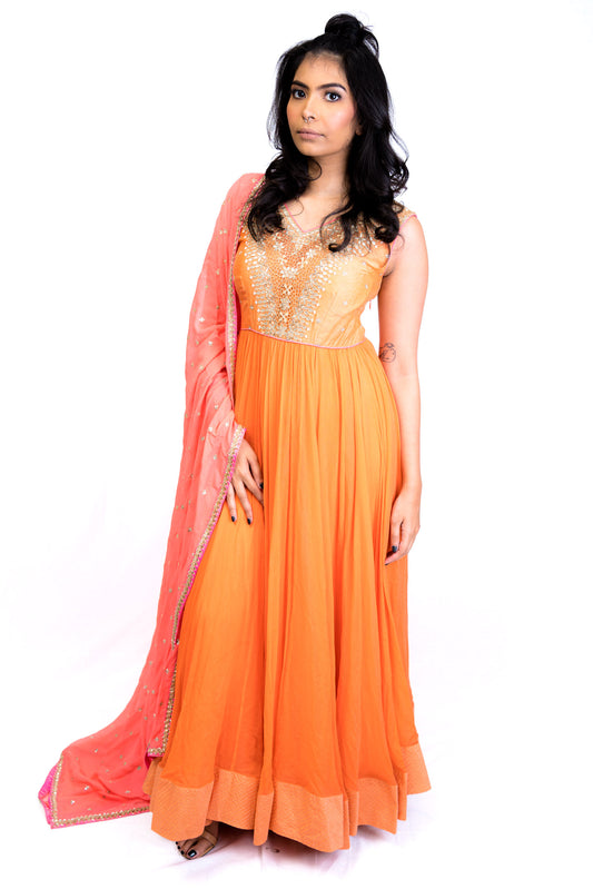 Orange and Coral Anarkali