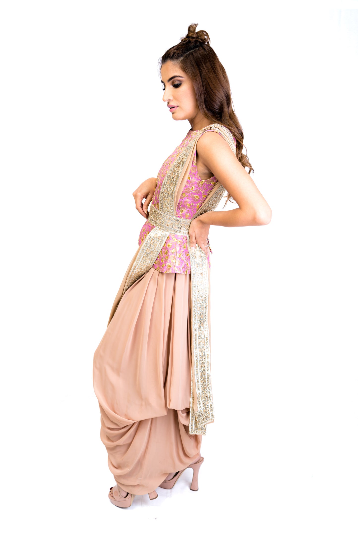 Pink Peplum Dhoti