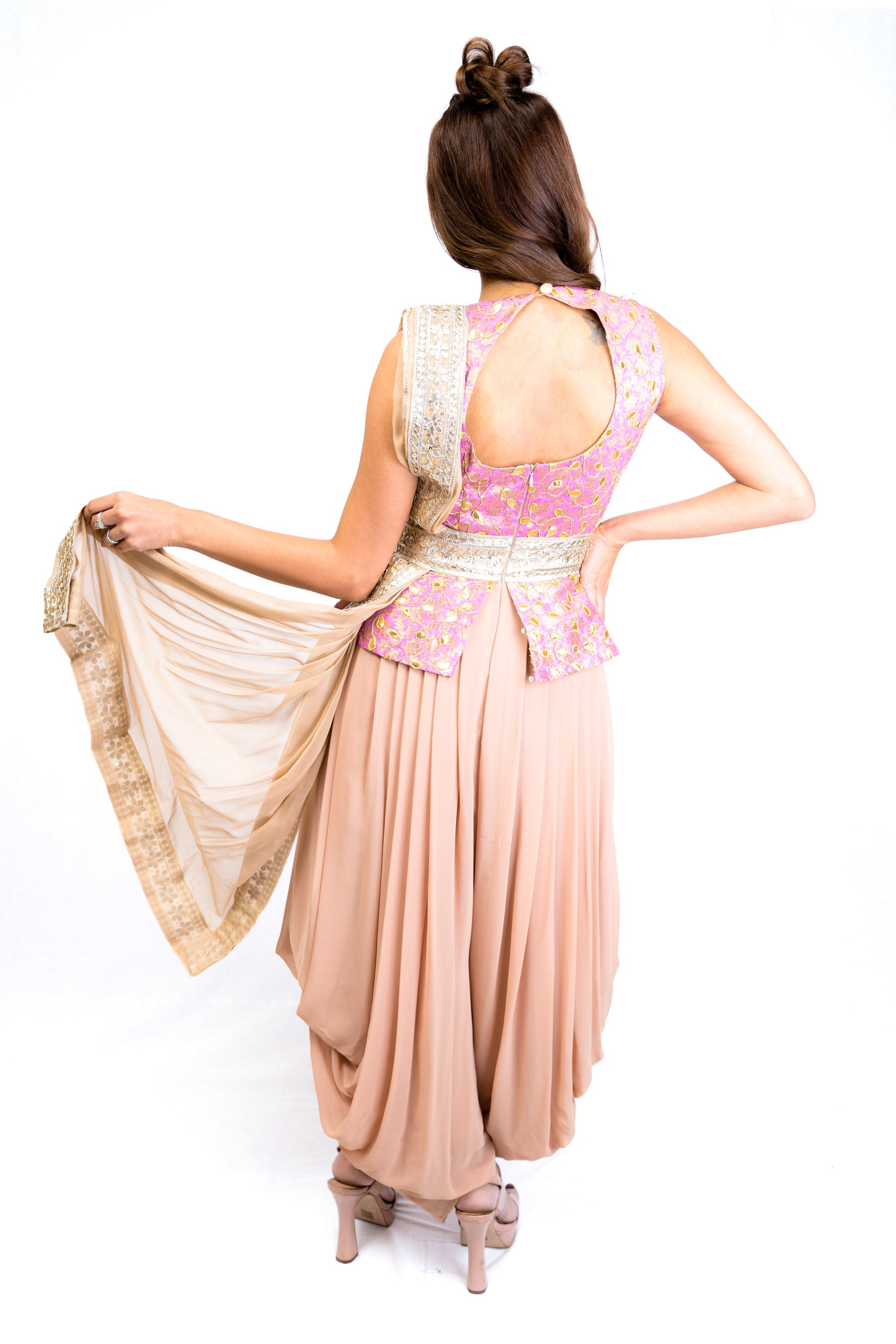 Pink Peplum Dhoti