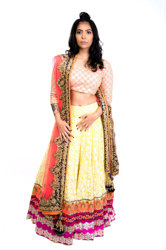 Neon Multicolored Lengha