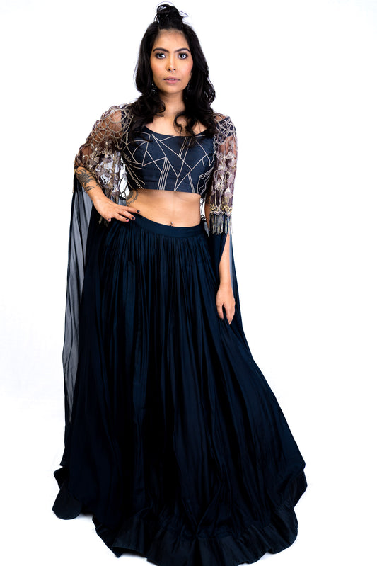 Dark Navy Lengha
