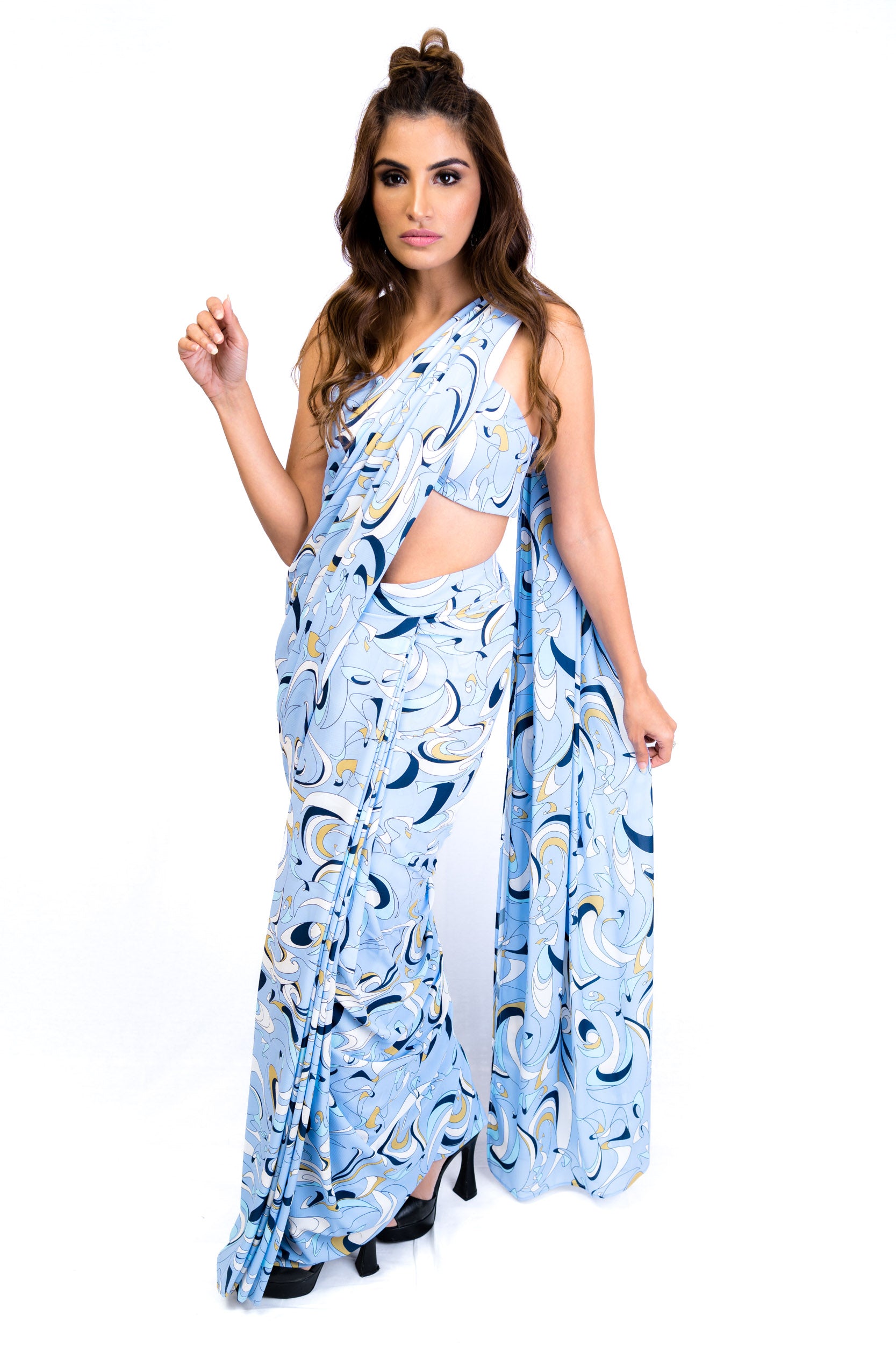 Paisley Blue Fusion Sari