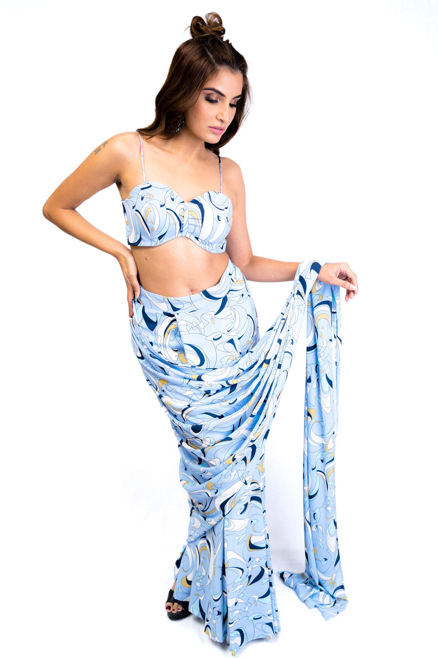 Paisley Blue Fusion Sari