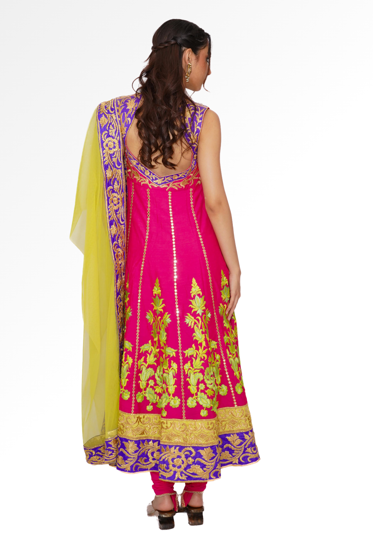 Bright pink anarkali for rent A Saree Story