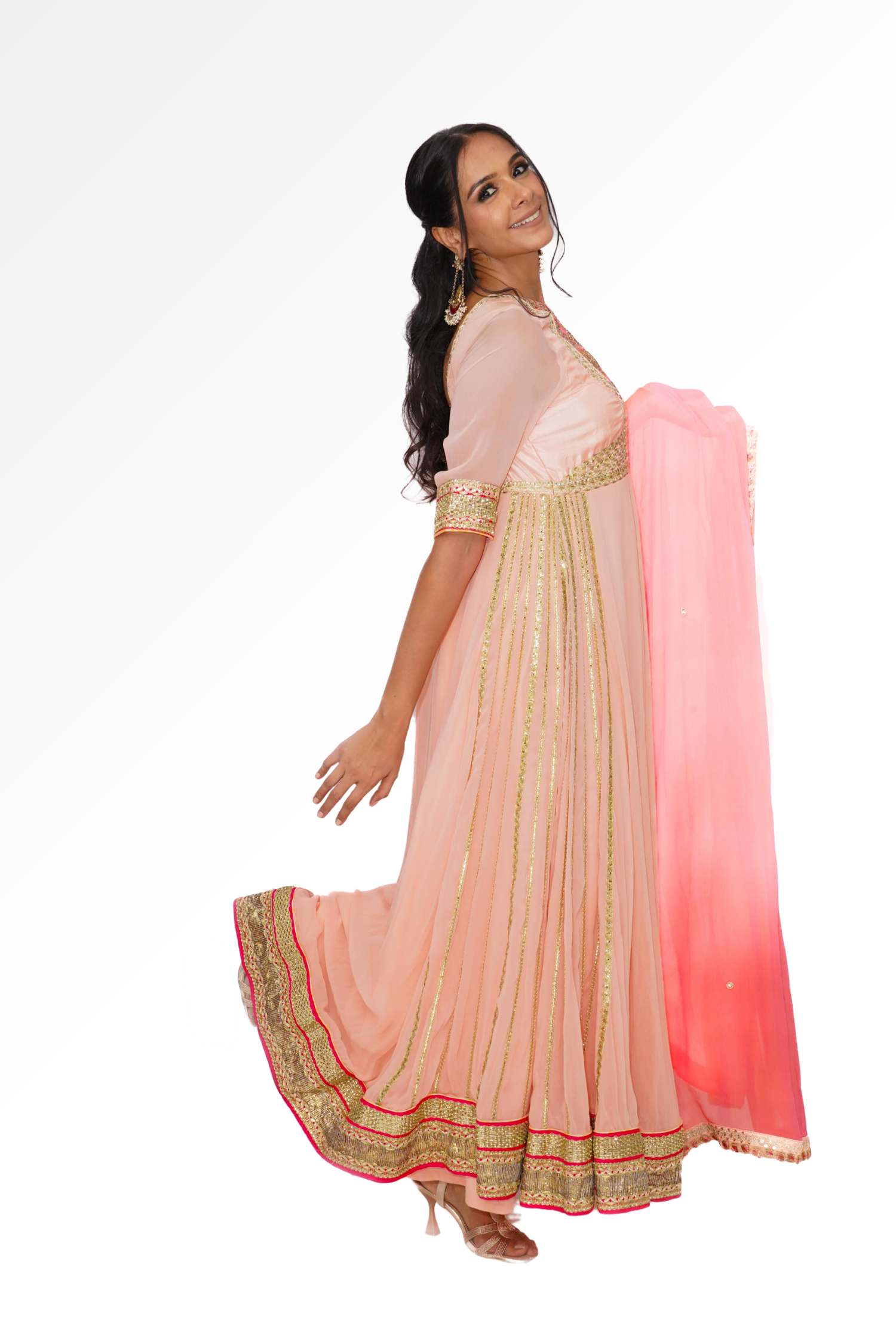 Pink anarkali for rent A Saree Story