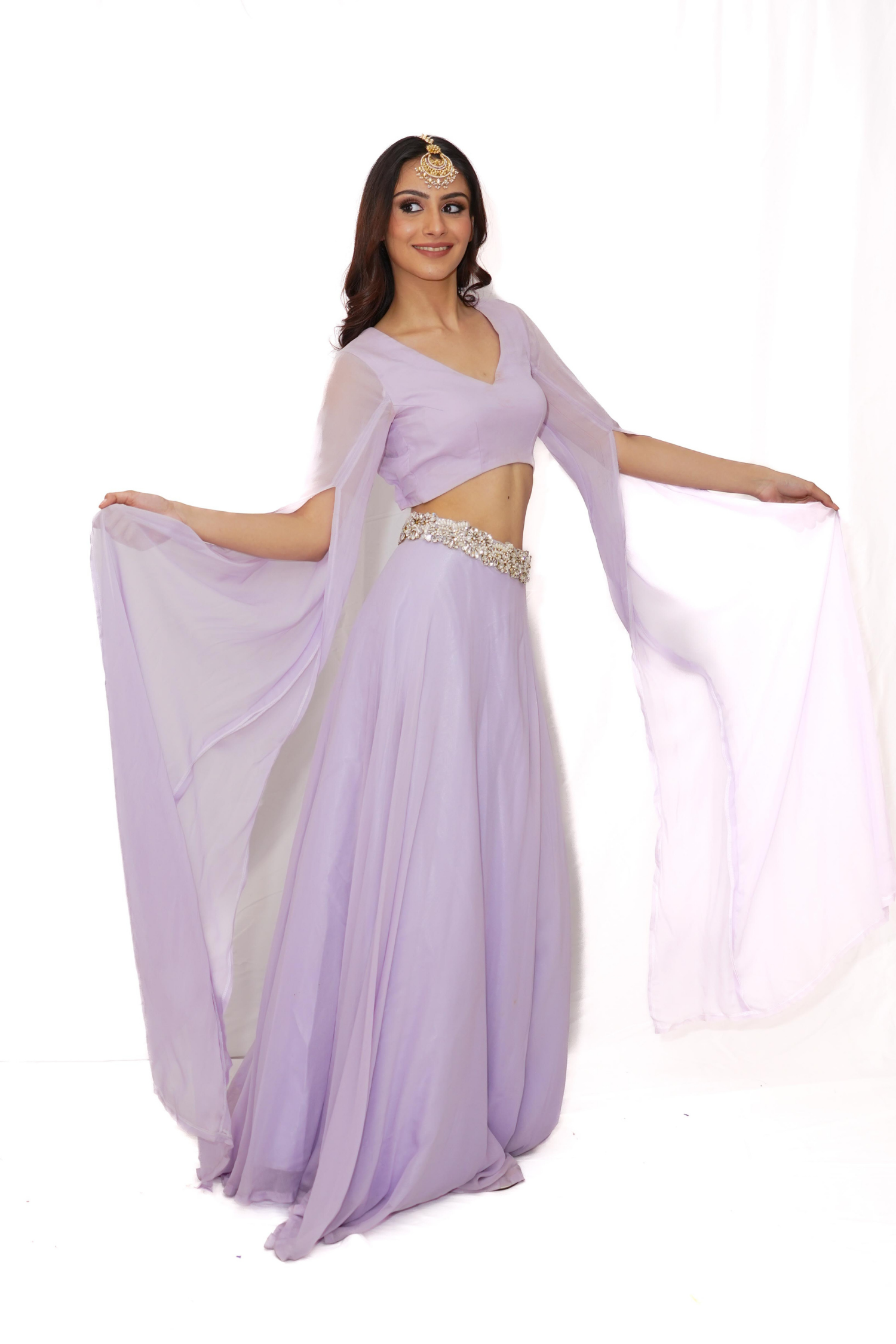 Lilac purple lengha for rent A Saree Story