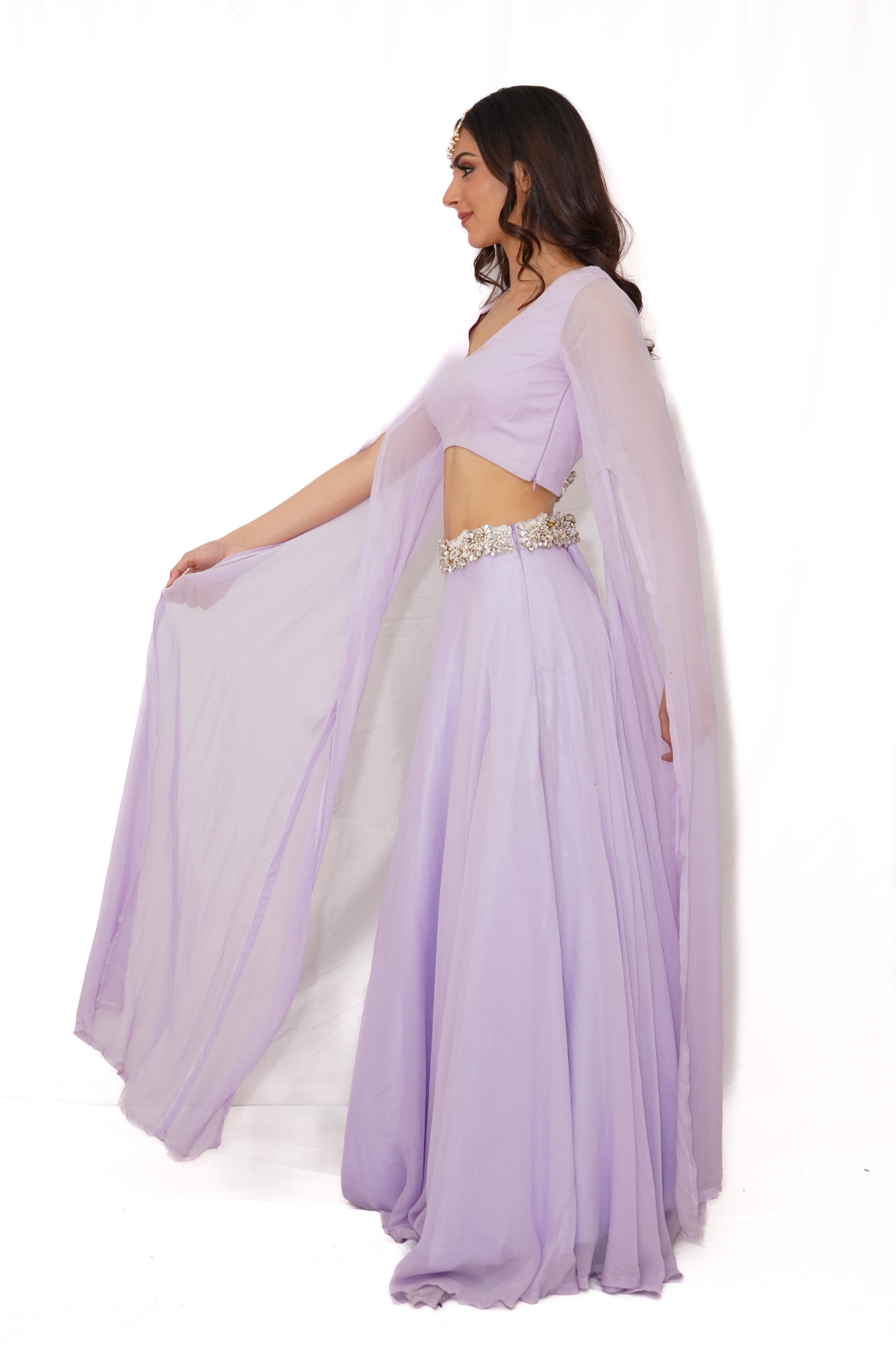 Lilac purple lengha for rent A Saree Story