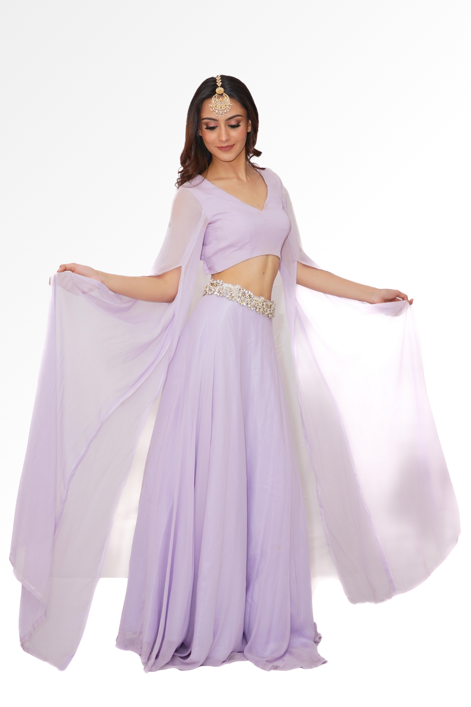 Lilac purple lengha for rent A Saree Story