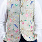 Floral and bird print vest เช่าชุดอินเดียผู้ชาย