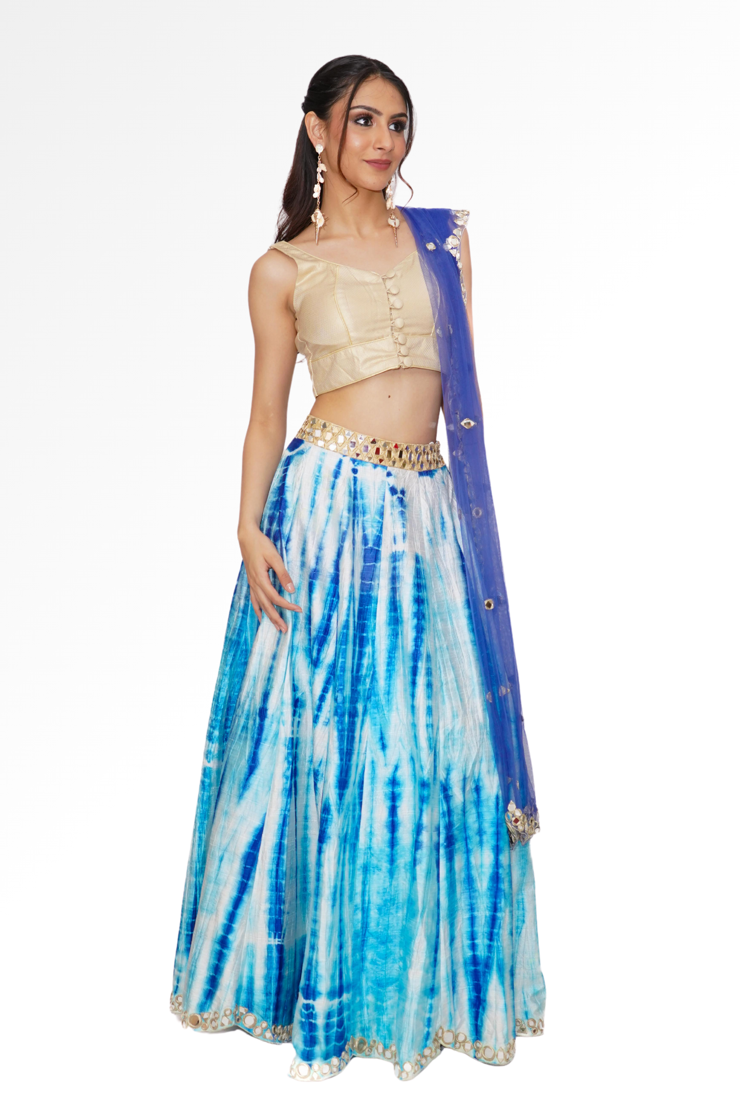 Blue tie dye lengha for rent A Saree Story