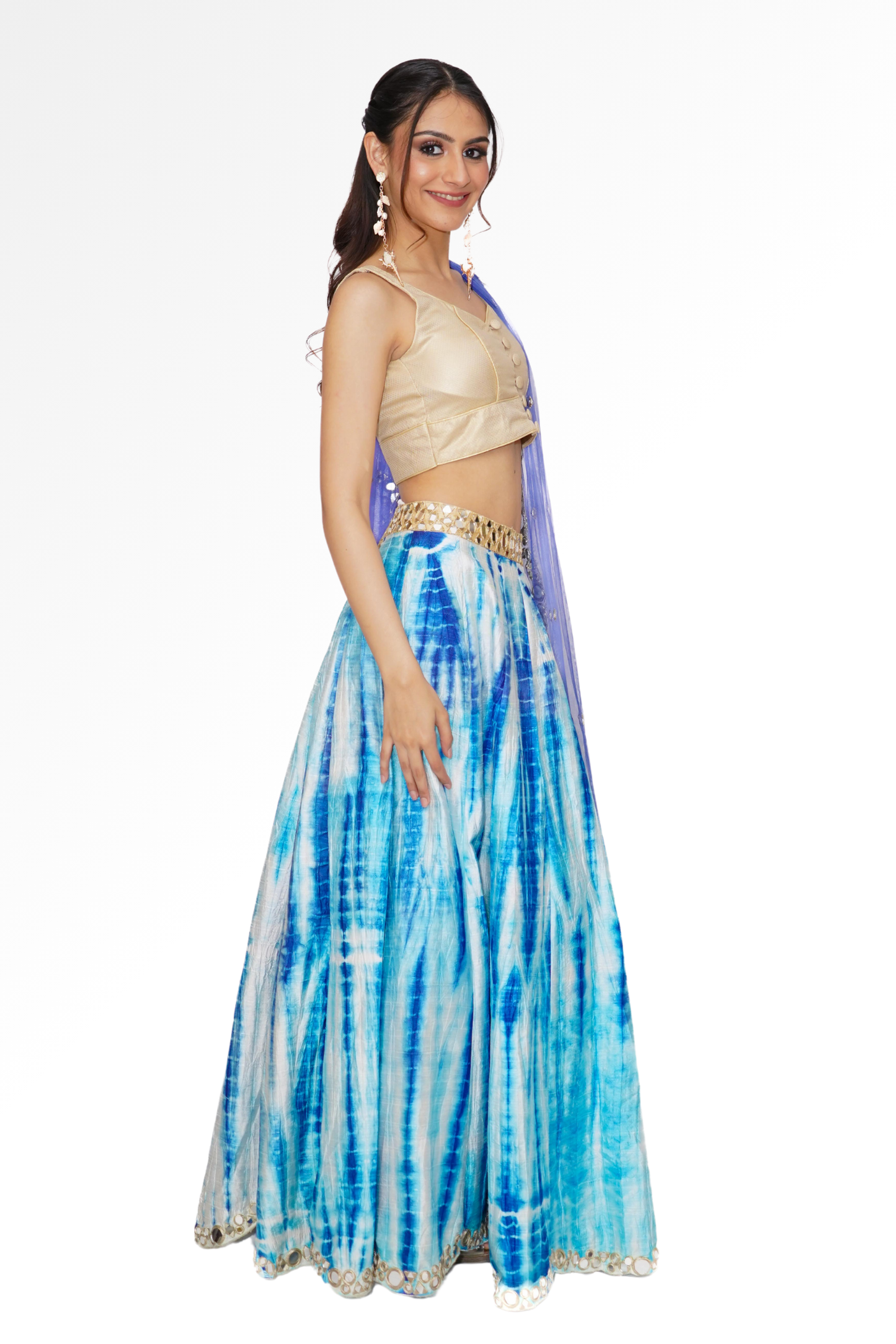 Blue tie dye lengha for rent A Saree Story