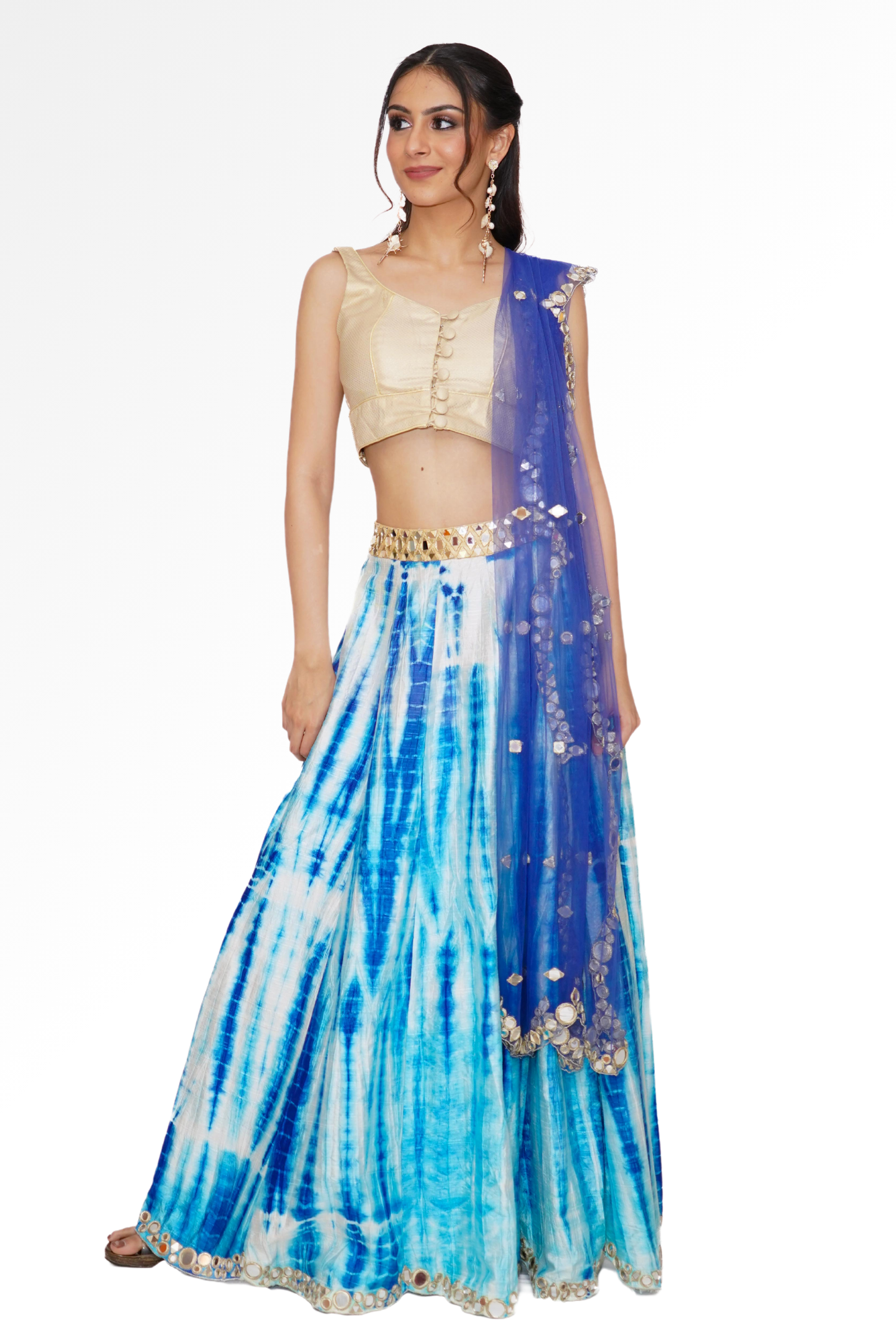 Blue tie dye lengha for rent A Saree Story