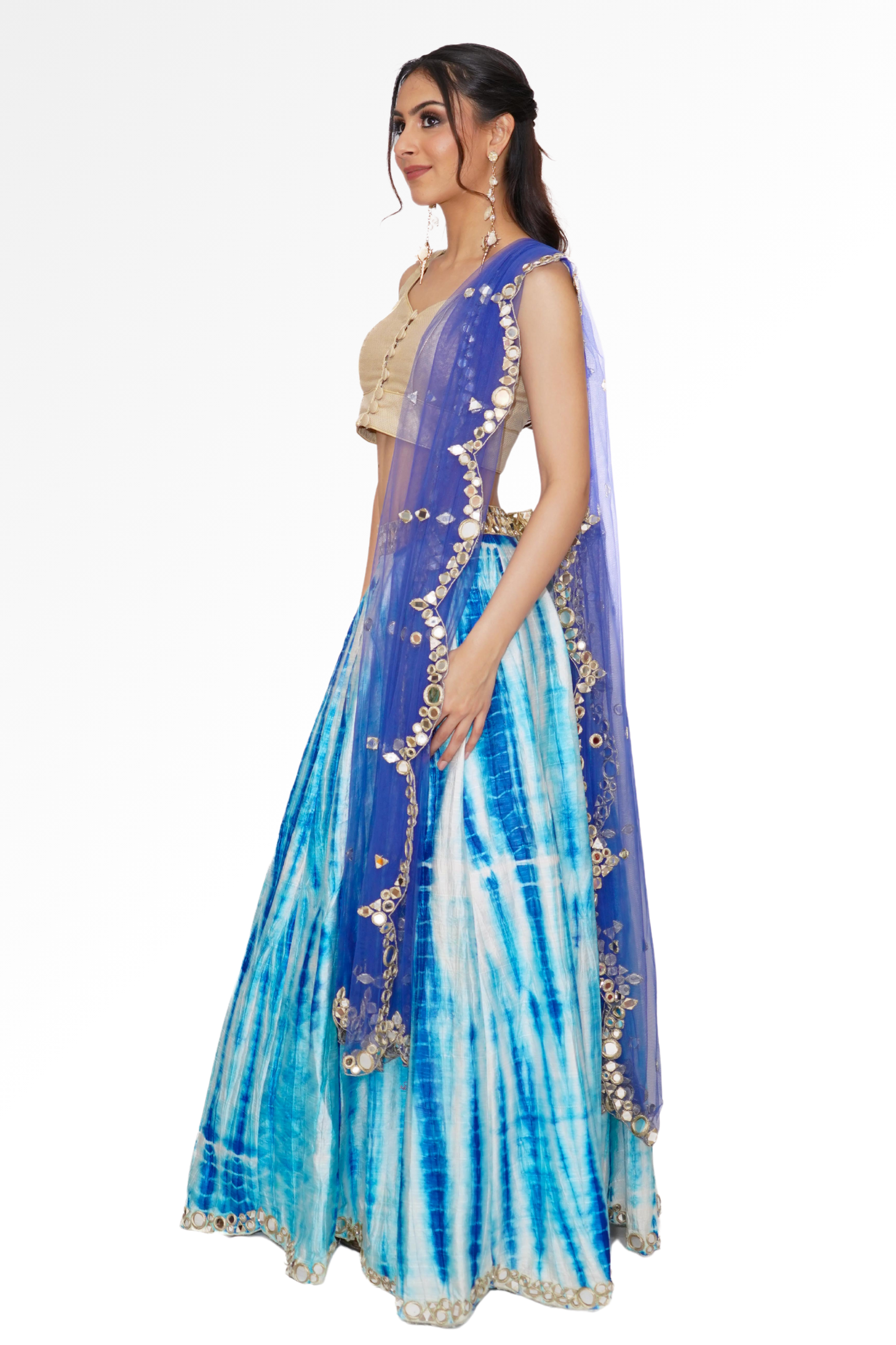 Blue tie dye lengha for rent A Saree Story