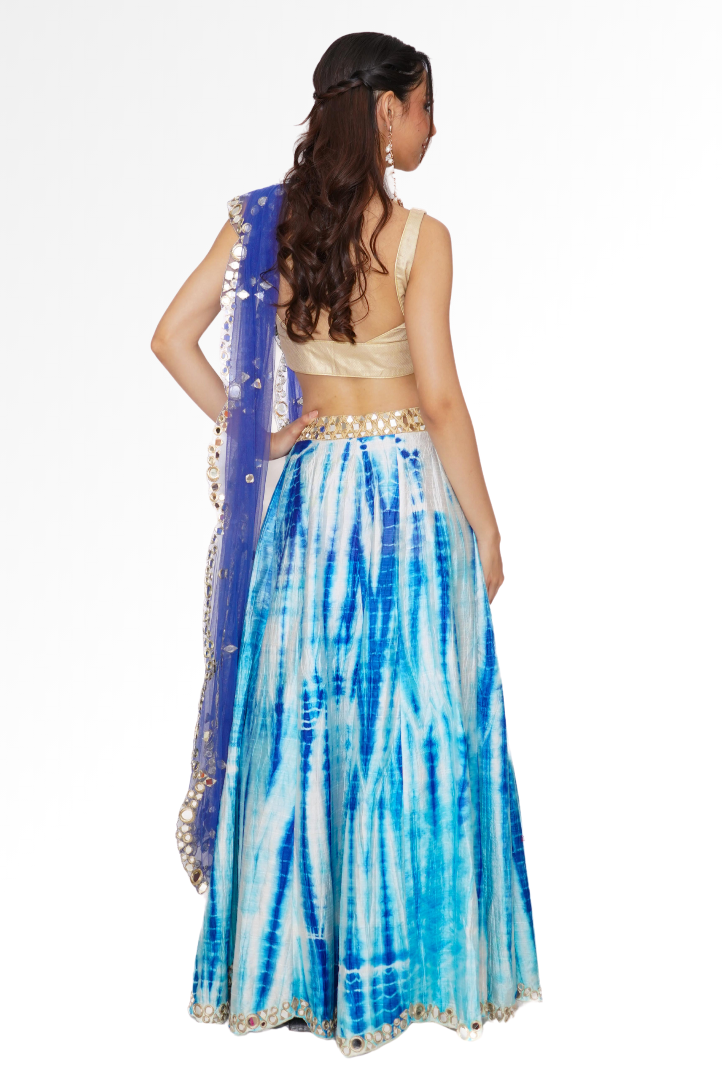 Blue tie dye lengha for rent A Saree Story