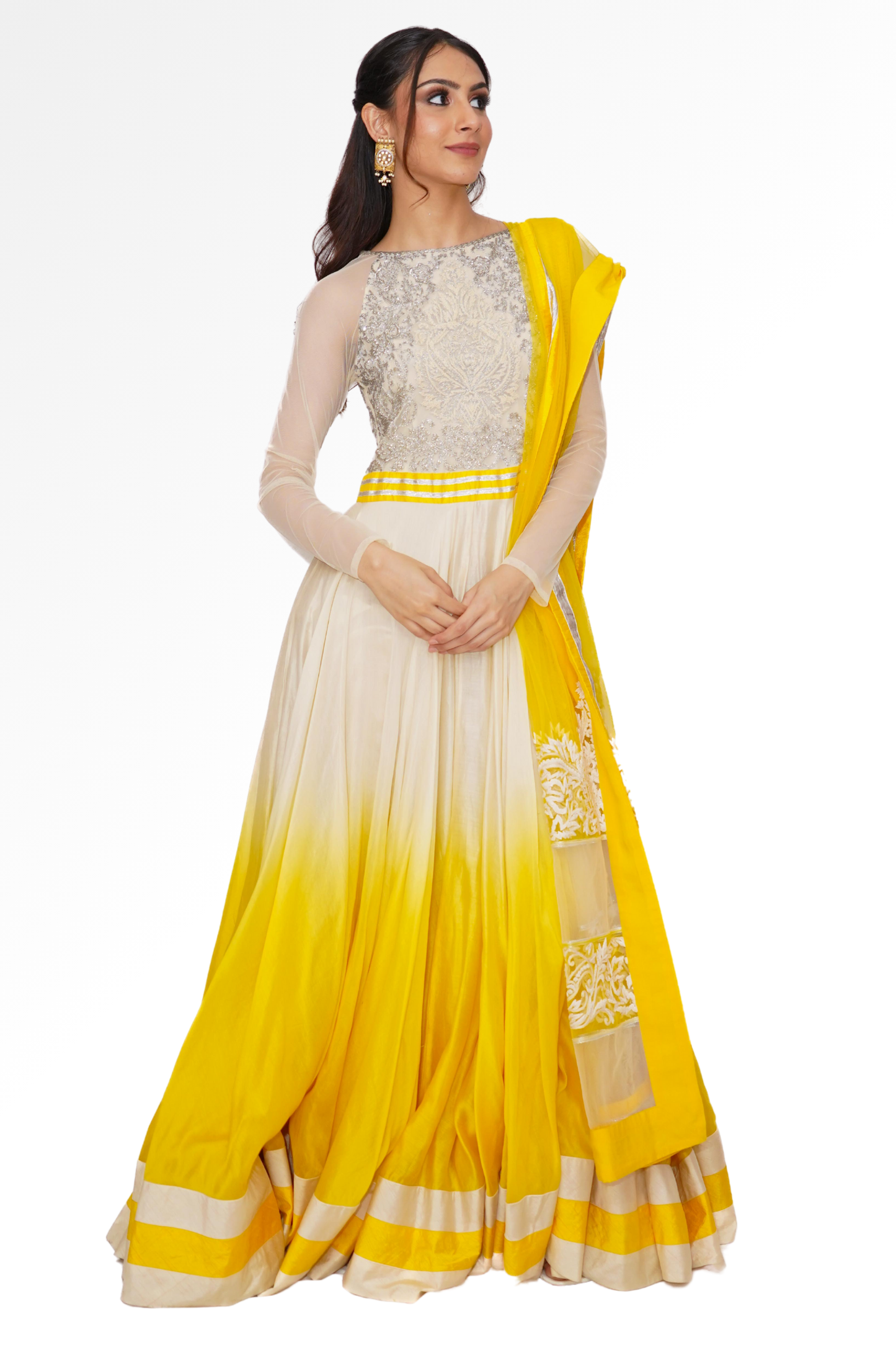 Yellow anarkali for rent A Saree Story