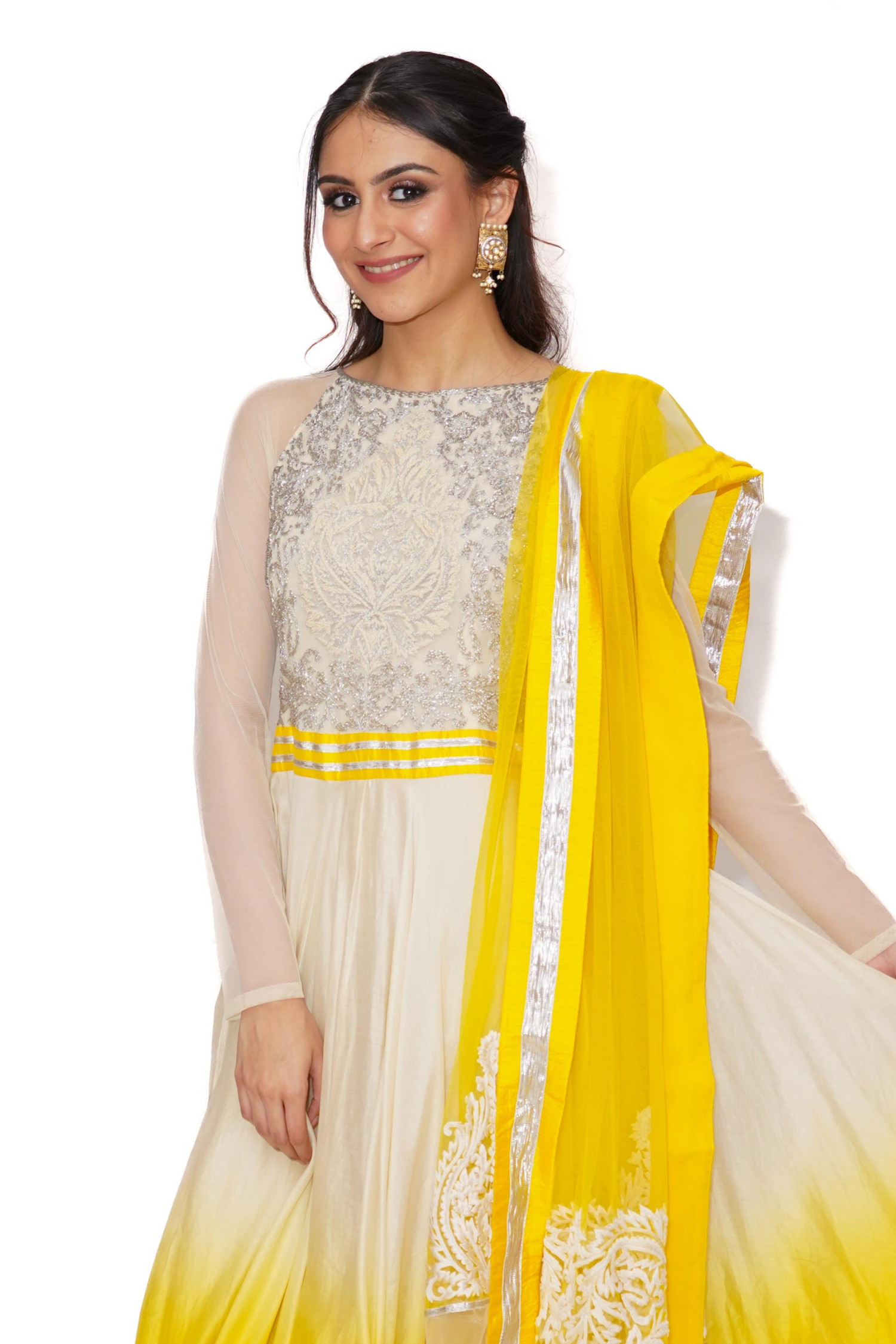 Yellow anarkali for rent A Saree Story