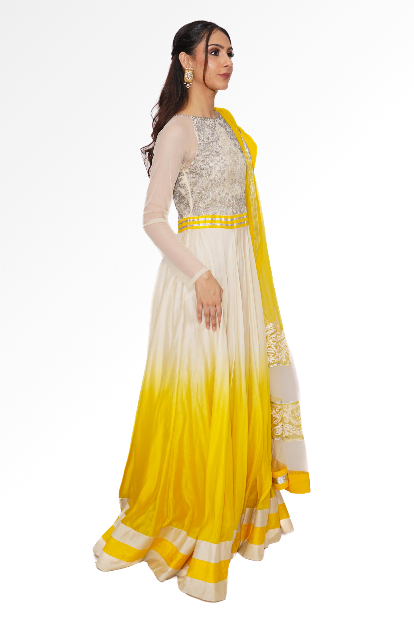 Yellow anarkali for rent A Saree Story