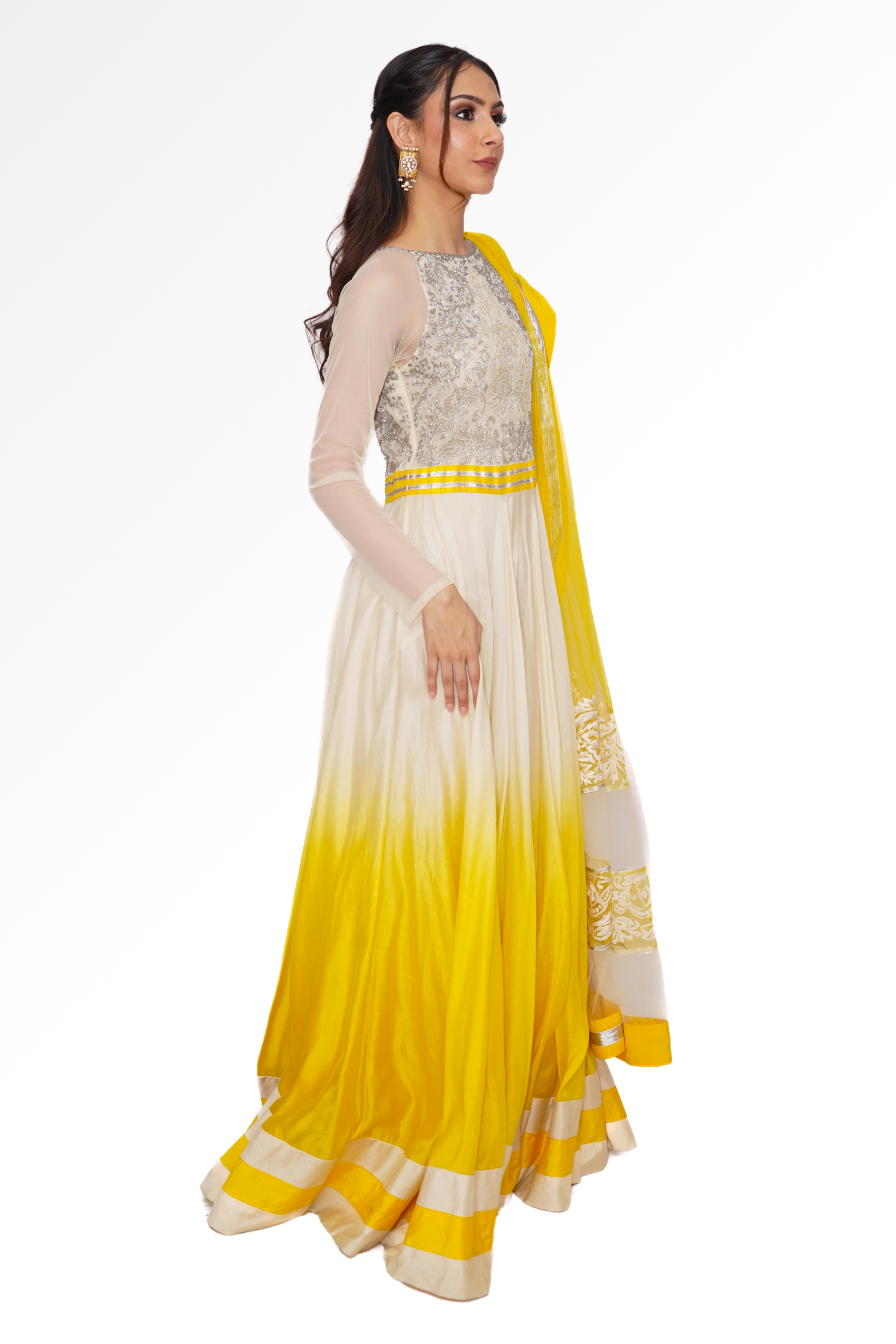 Yellow anarkali for rent A Saree Story