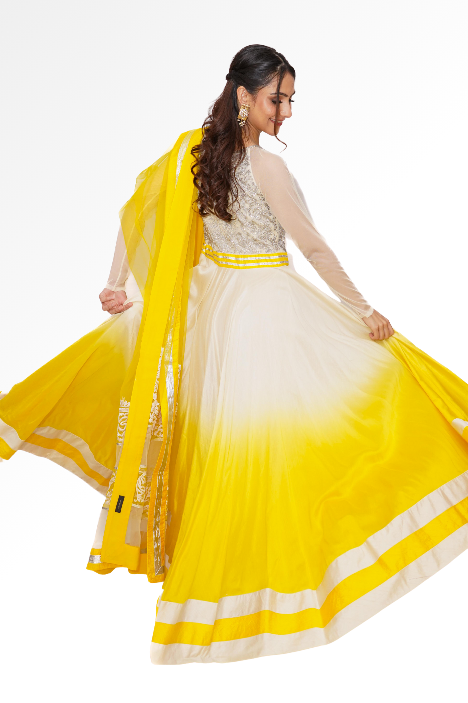 Yellow anarkali for rent A Saree Story