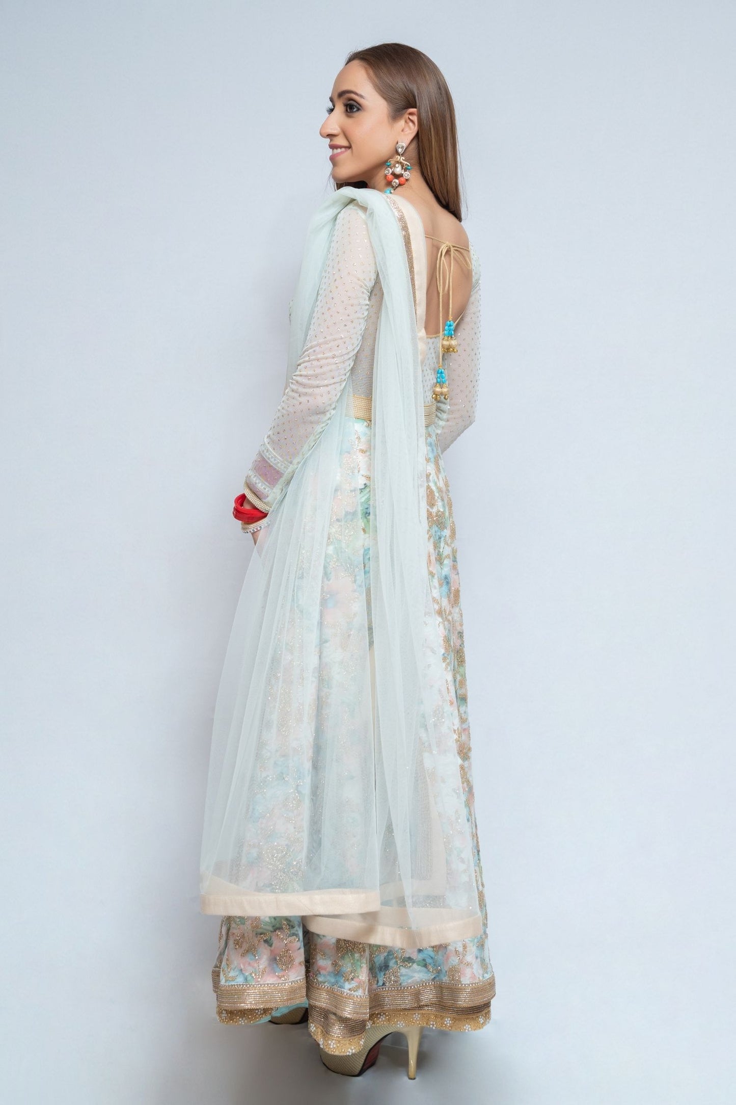 Mint Green Floral Anarkali