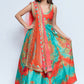 Coral Red and Green Anarkali