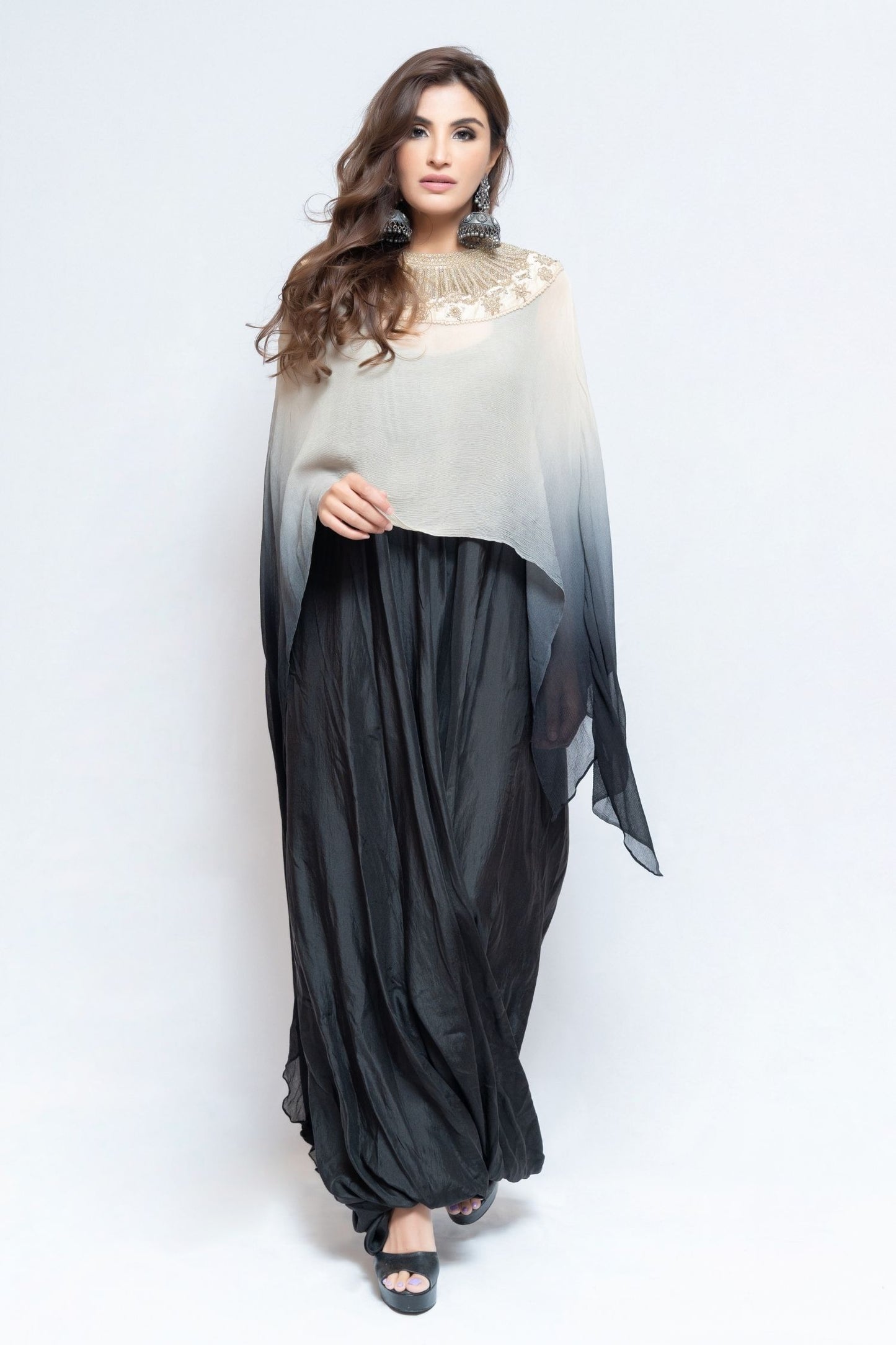 White and Black Cape Gown