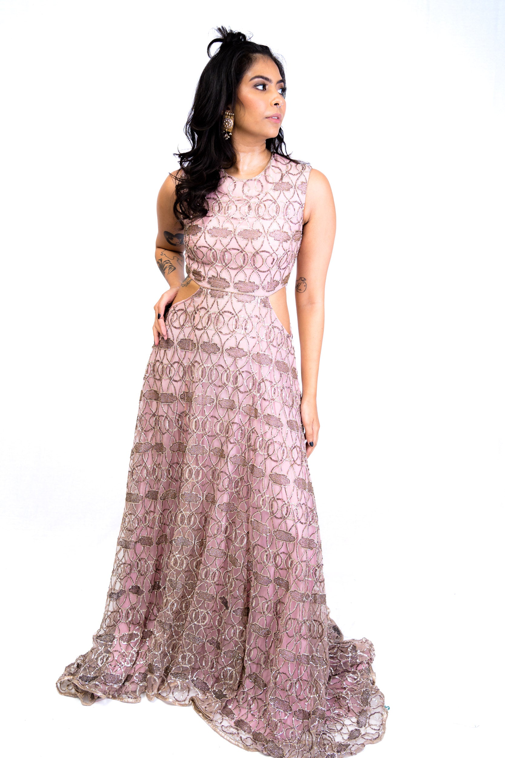 Dusty Rose Indo Western Gown